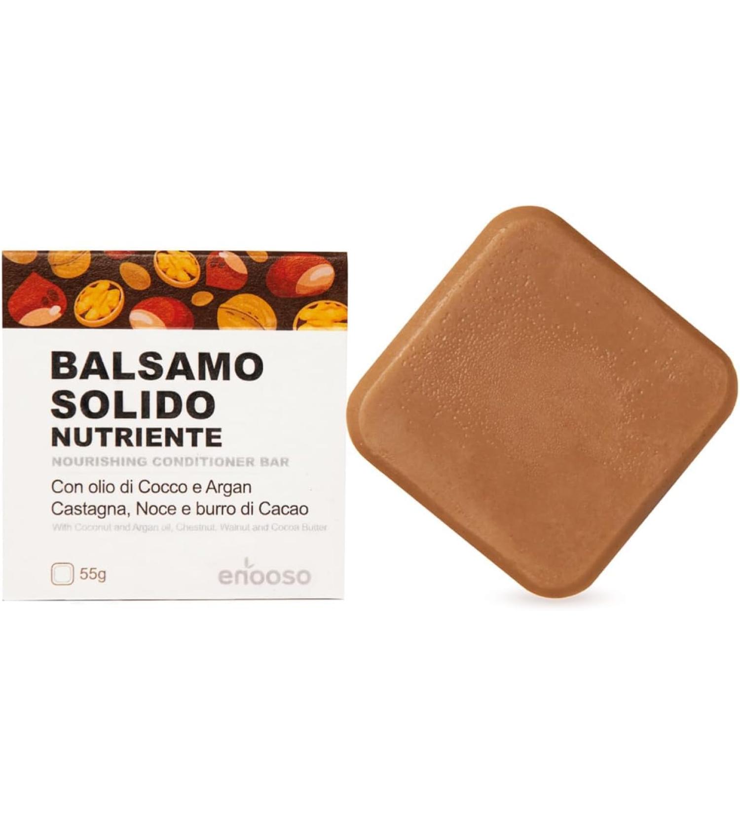 ENOOSO Enooso - Organic Natural Solid Balm for Curly Hair - Nourishing with Argan & Coconut Chestnut & Walnut Oil - 55g - 100% Vegan