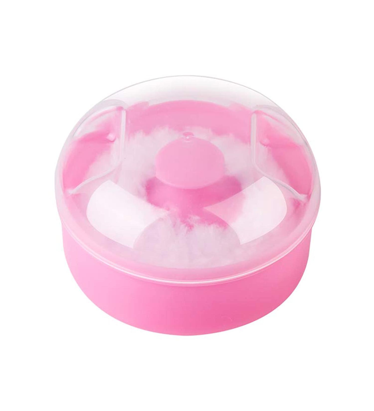 Body Powder Puff Box Powder Sponge Round Puff Holder for Home and Travel (Pink) - Buy Online on GoSupps.com