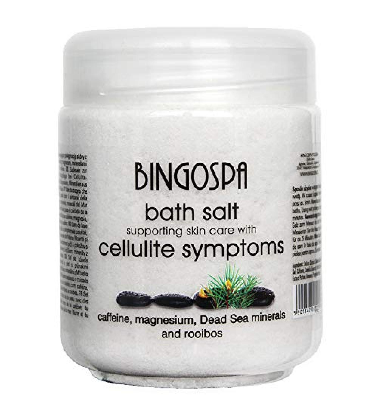 BINGOSPA Dead Sea Bath Salt - Cellulite Stretch Marks & Muscle Tension Relief - 550g with Rooibos & Magnesium - Buy Online on GoSupps.com