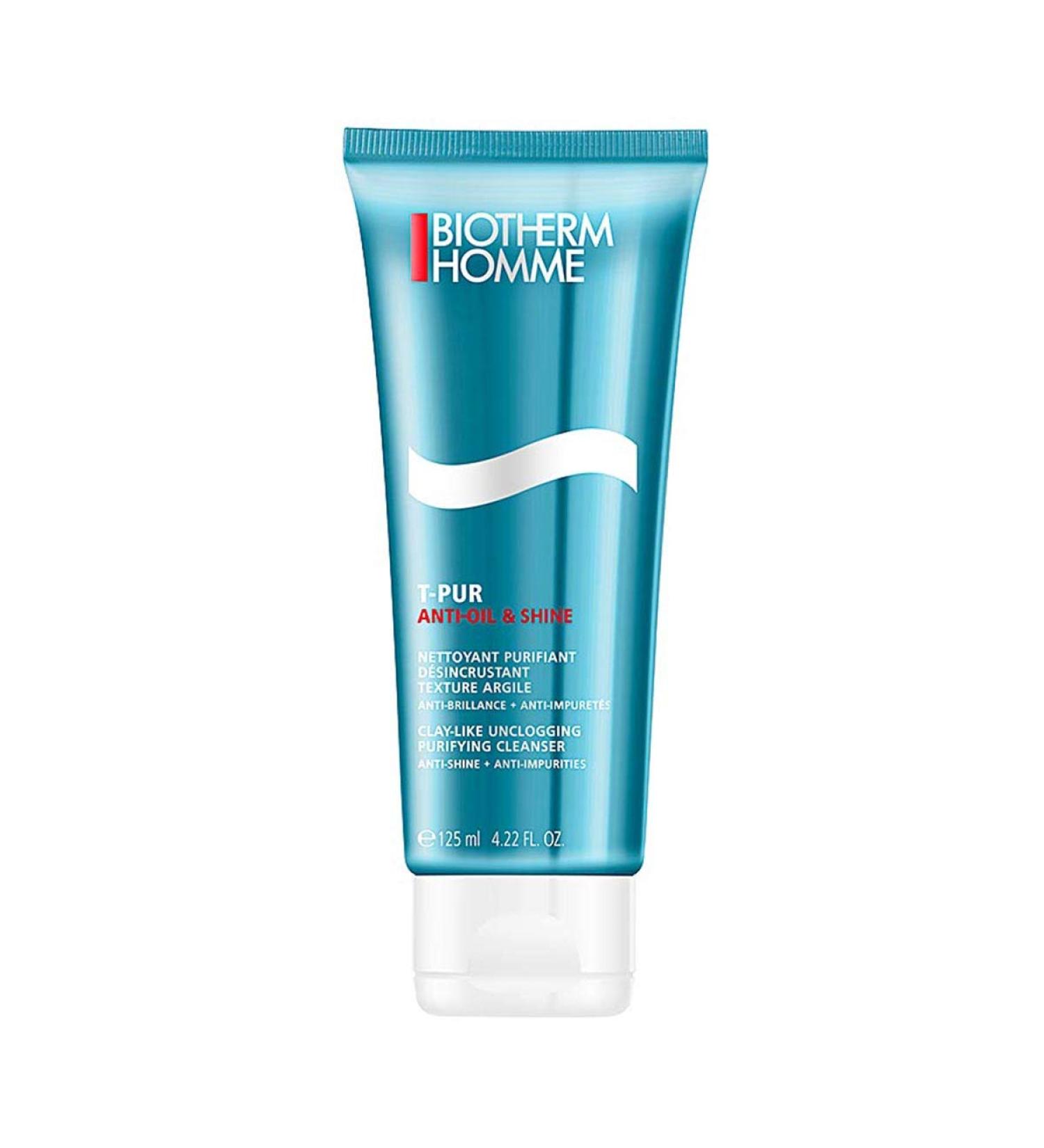 Biotherm Homme T-Pur Anti-Oil Face Exfoliator Gel for Men Skincare for Normal to Oily Skin Detoxifying & Mattifying Salt-Infused Facial Cleanser Reducing Skin Imperfections 125ml