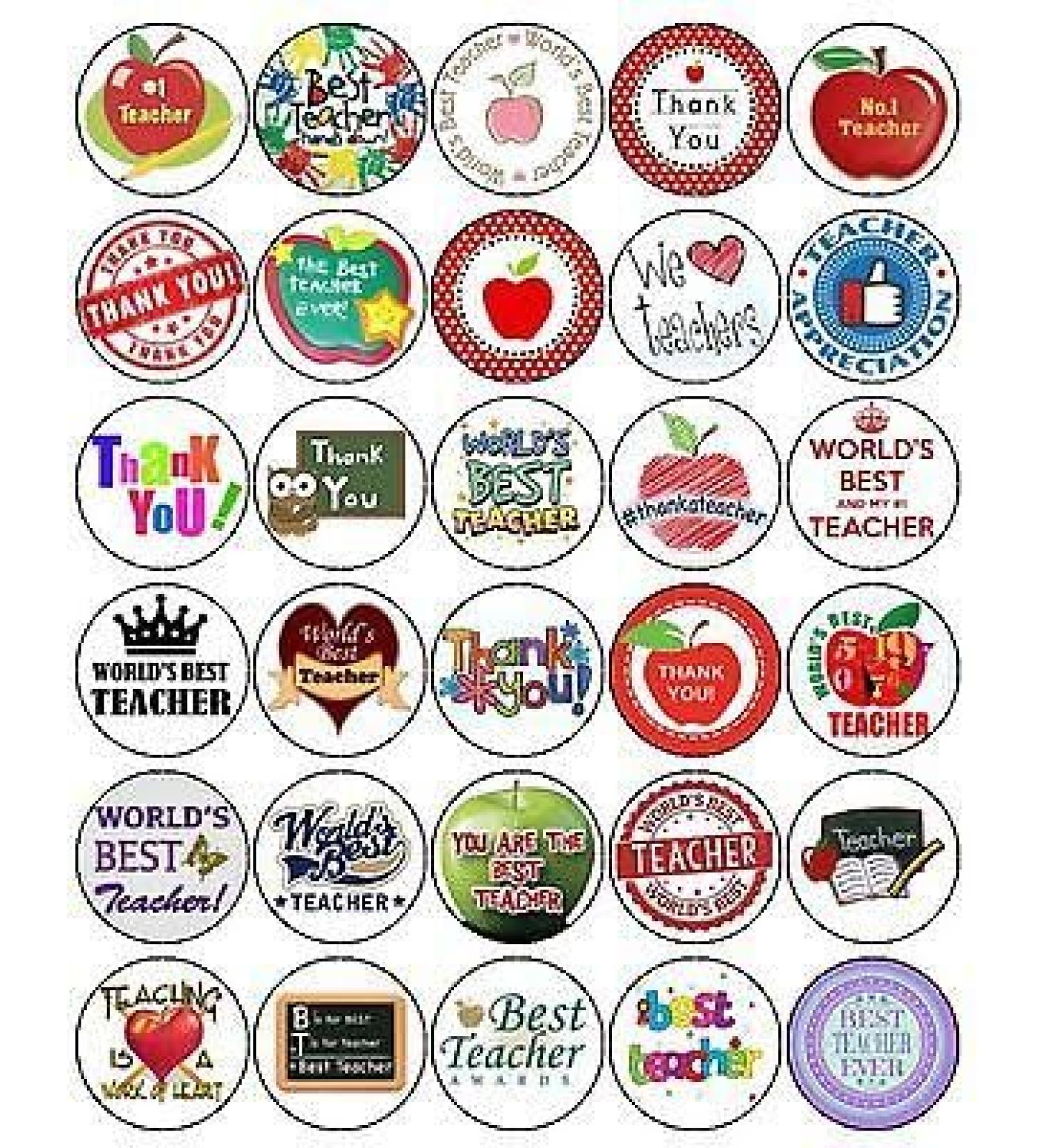 30 THANK YOU BEST TEACHER PREMIUM 4CM MIXED RICE PAPER CUP CAKE TOPPERS D1