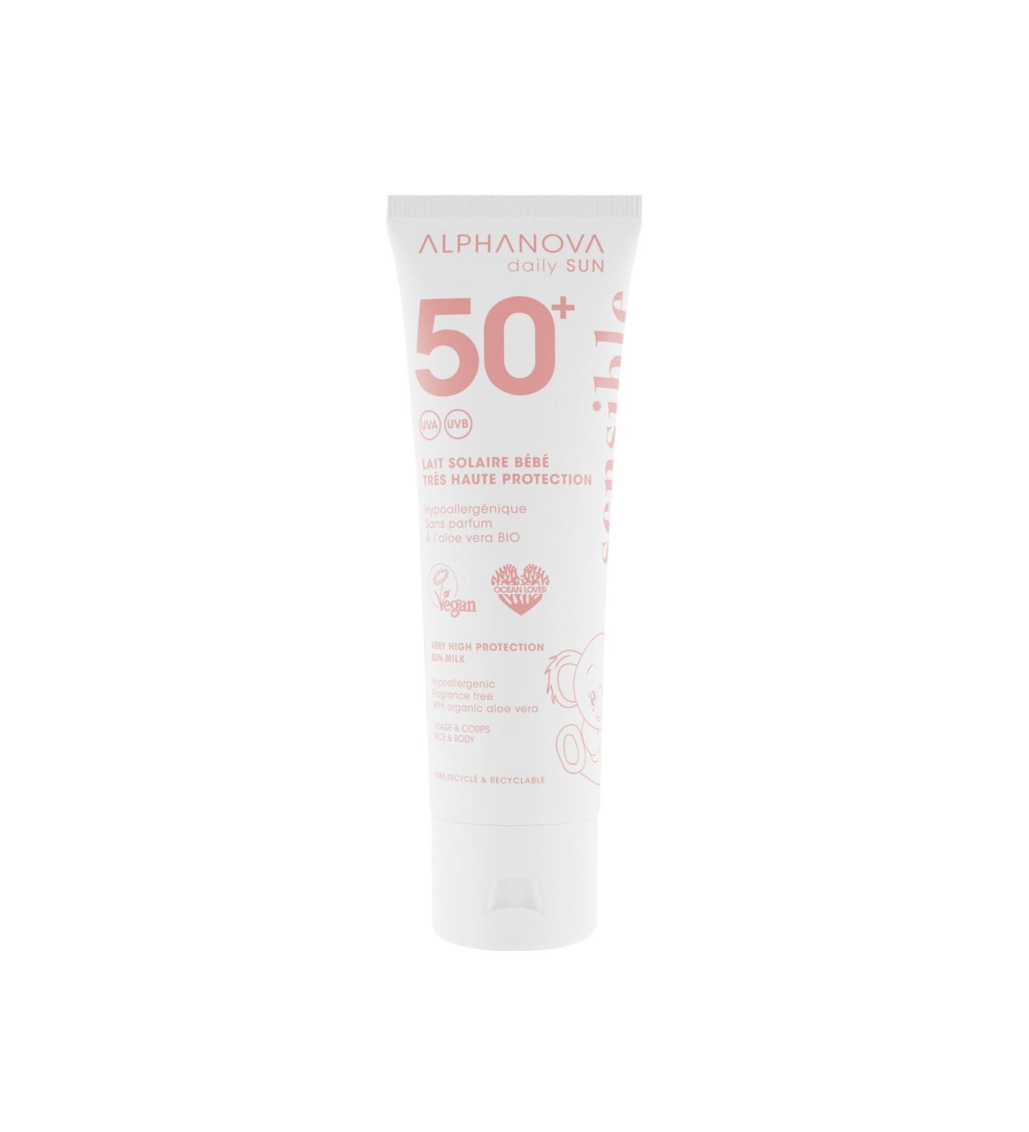 ALPHANOVA Lait Solaire B b SPF50+ DAILY SUN - Visage et corps - Hypoallerg nique - peaux sensibles - sans parfum 50ml - Buy Online on GoSupps.com