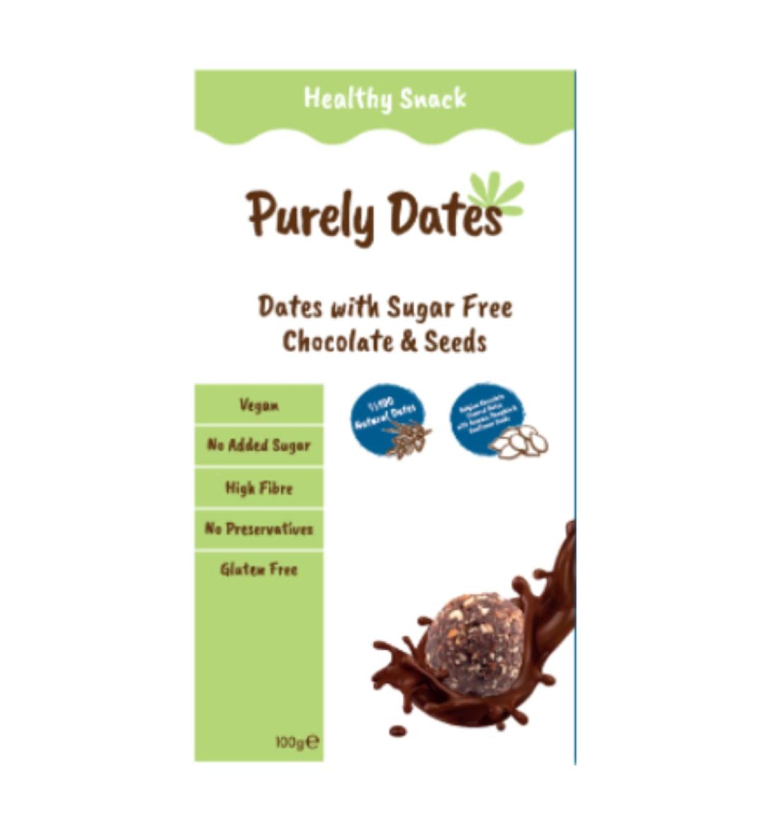 Purely Dates Dates With Sugar Free Chocolate & Seeds 100gr x 5 pack