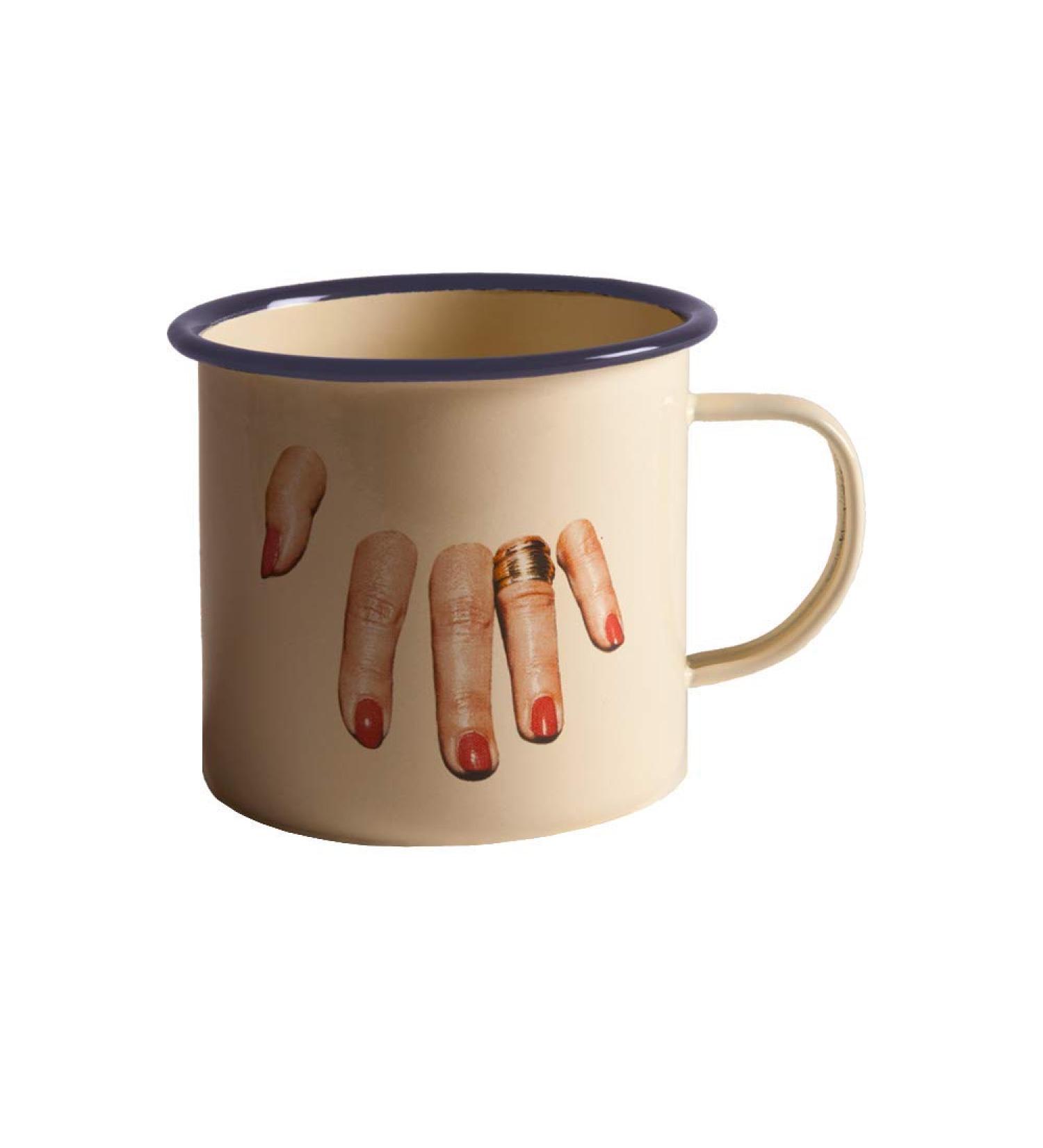 Seletti Toiletpaper mug antique beige with fingers decor - Buy Online on GoSupps.com