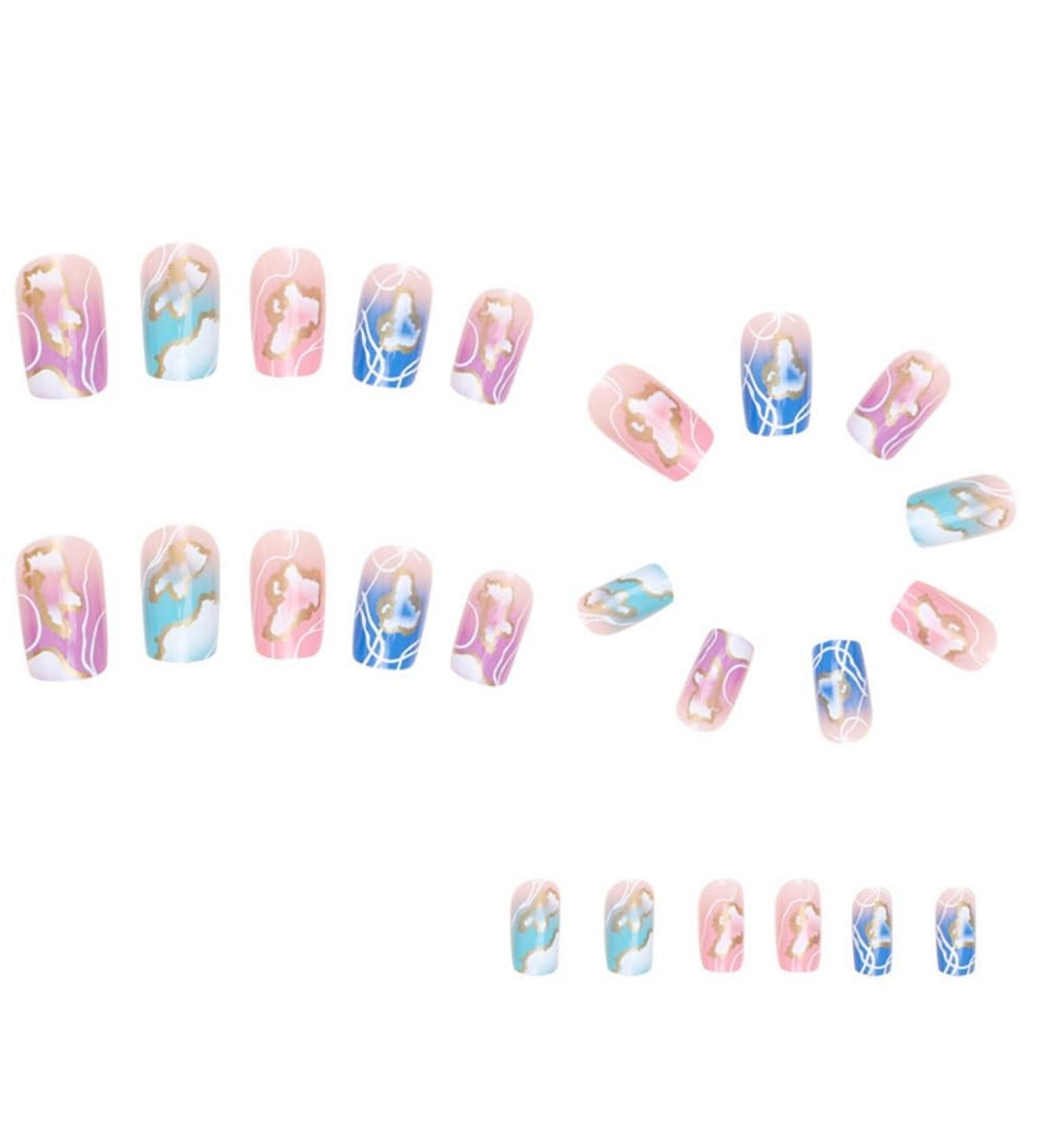 Voragrl 1Set Colourful French Gradient Nails Gradual Change Rhinestones Nails Multicolor - Buy Online on GoSupps.com