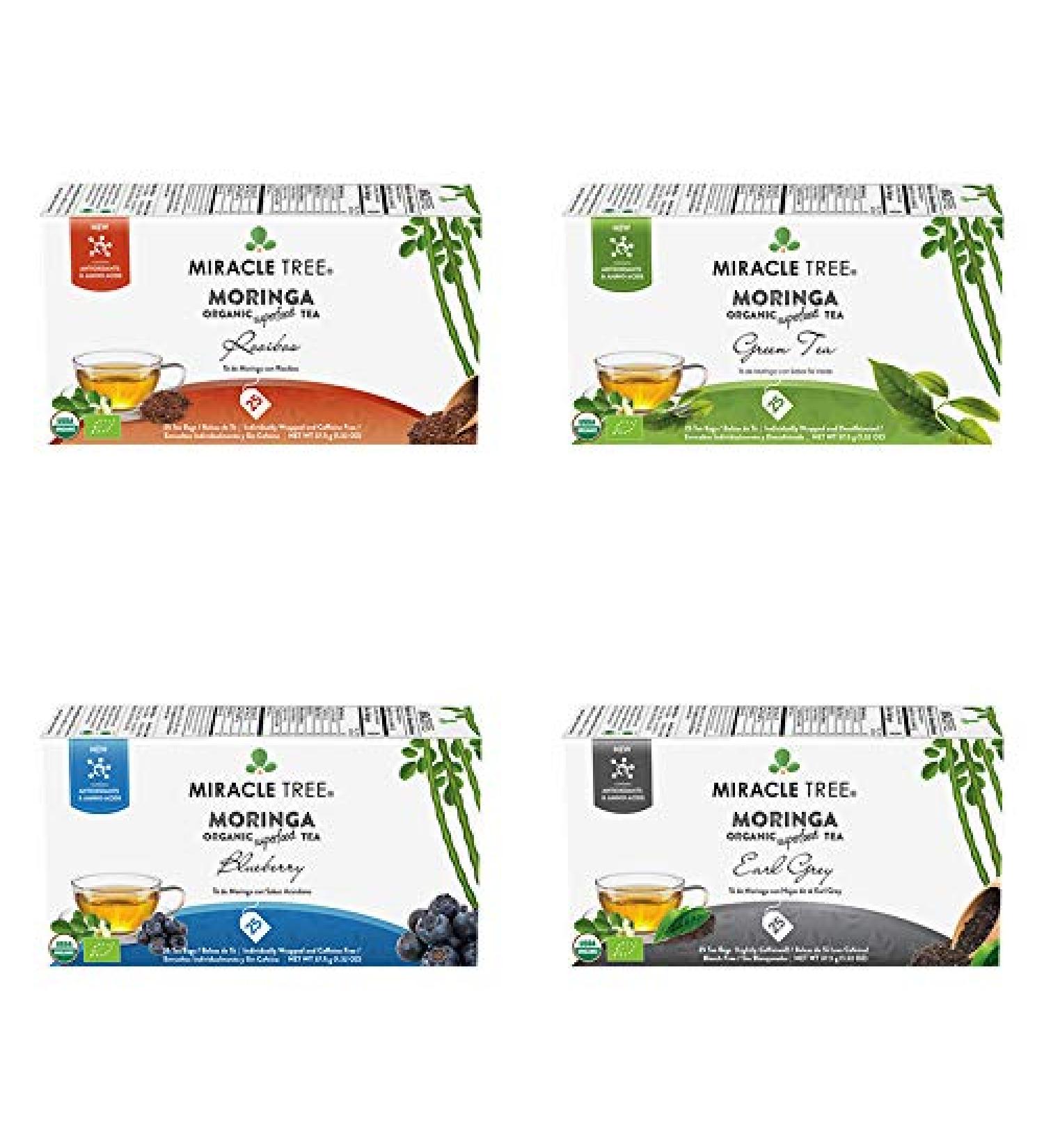 Miracle Tree Organic Moringa Rooibos Tea - Caffeine Free Superfood, 25 Tea Bags (1.32 oz) - Buy Online on GoSupps.com