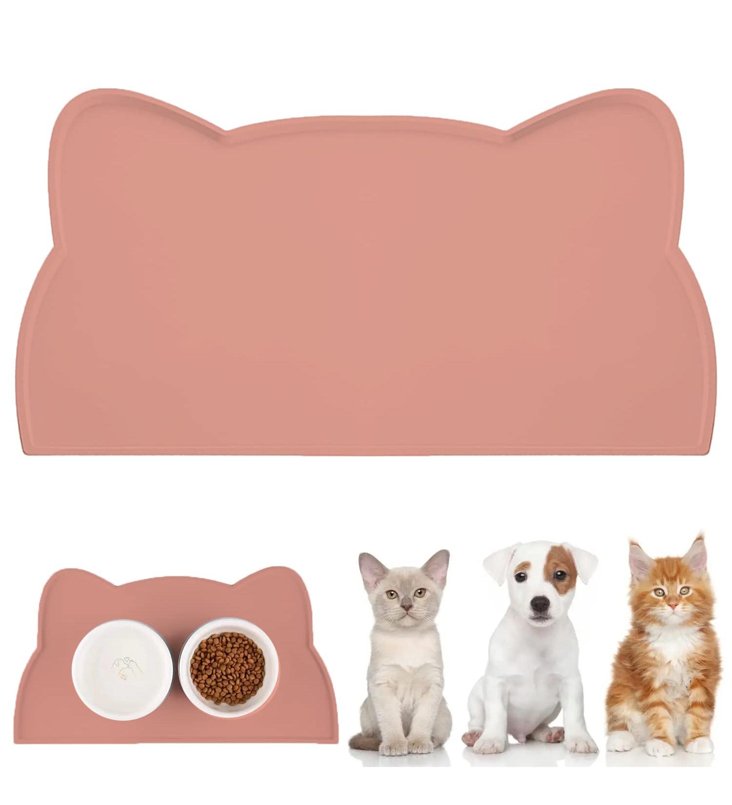 Womlex Pink Silicone Pet Bowl Pad - Non-Slip Waterproof Cat & Dog Feeding Mat (52x30cm) - Buy Online on GoSupps.com