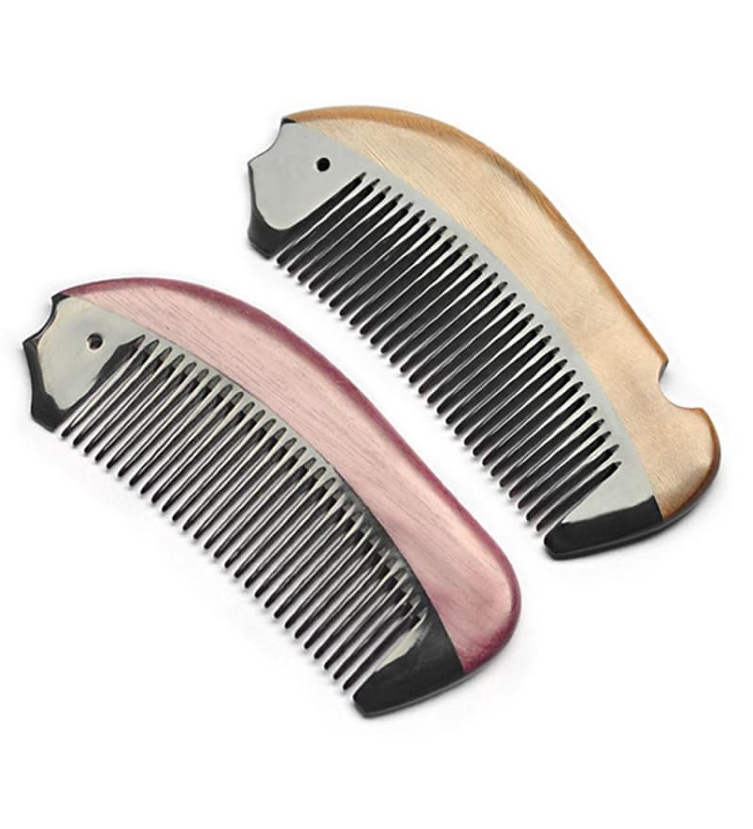 UNbit Sandalwood Small Comb Men's Household Portable Fish-shaped Comb Solid Wood Comb Unknotted Sandalwood Stitching Horn Comb Comb