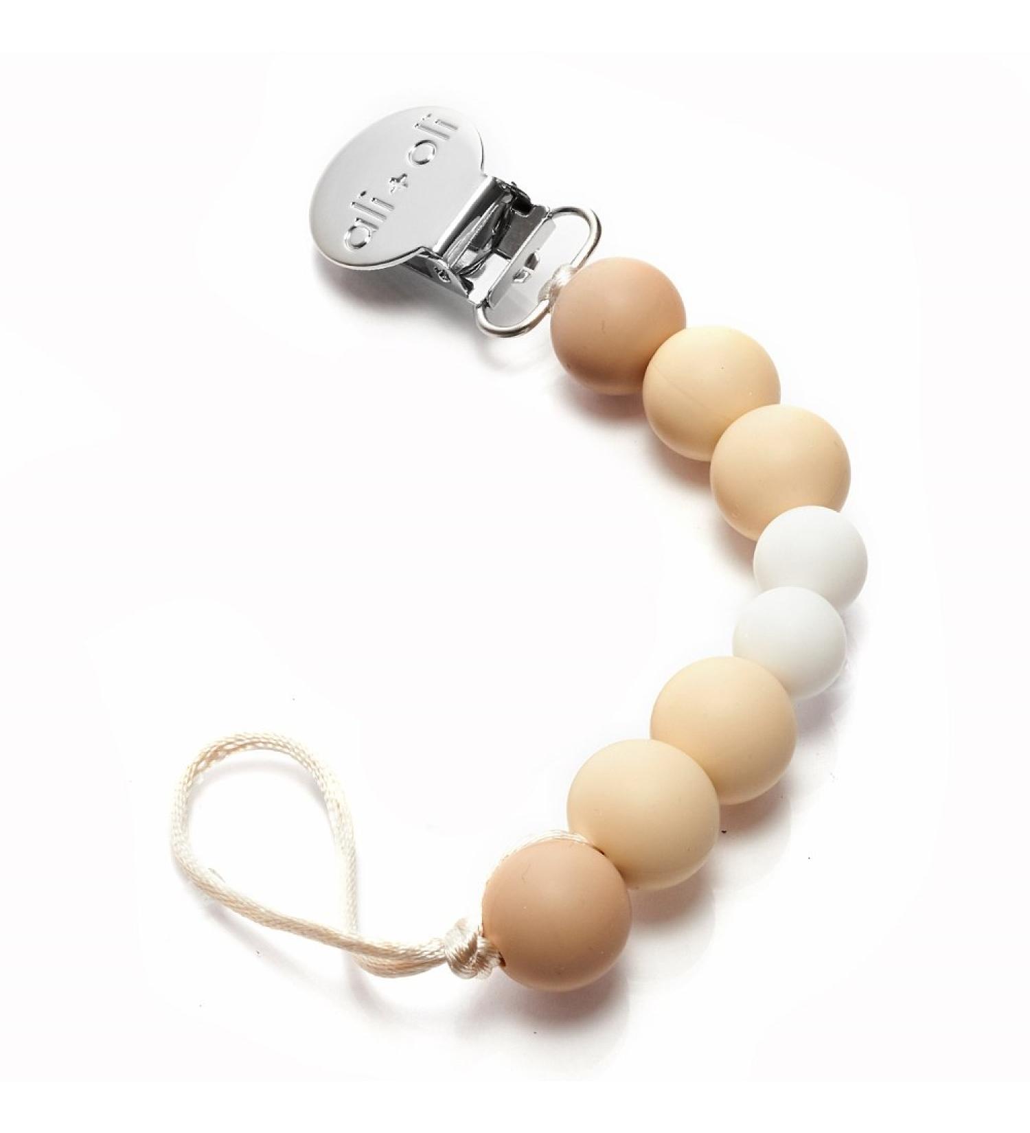 Ali+Oli Silicone Pacifier Clip for Baby (Natural) - 100% Food-Grade BPA Free Infant Binky Holder for Boys and Girls - Buy Online on GoSupps.com