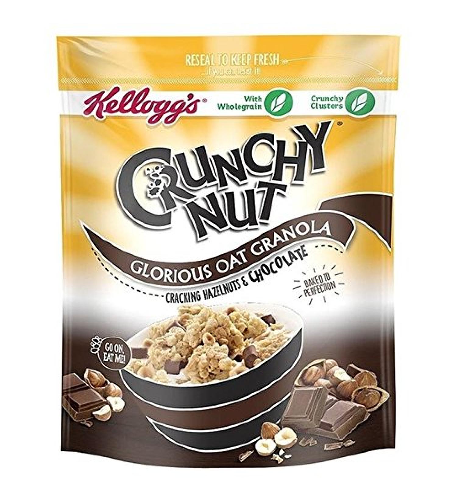 Kellogg's Crunchy Oat Chocolate & Hazelnut 2-Pack Crunchy Grooved Snacks 380g