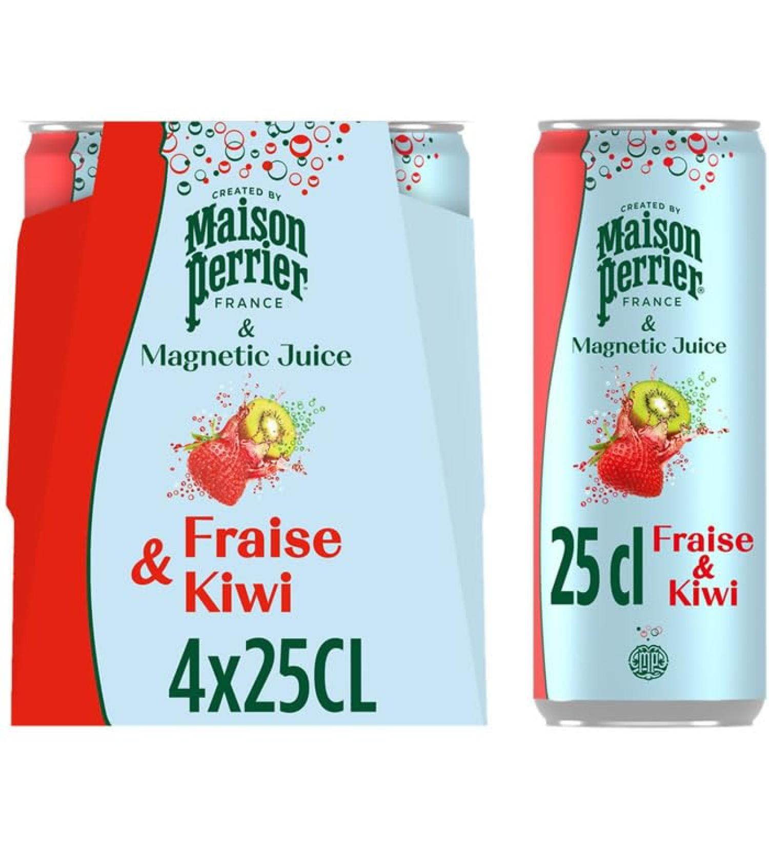 MAISON PERRIER Magnetic Juice Boisson gazeuse aromatis e la fraise et kiwi 4 x 25 cl