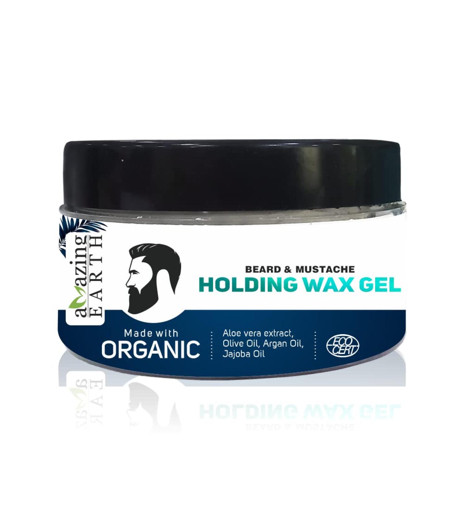 Certified Organic Beard & Mustache Holding Wax Gel for Men - Strong Hold Styling with Argan Oil - 50gm | Chemical Free, Vegan & Cruelty Free - Buy Online on GoSupps.com