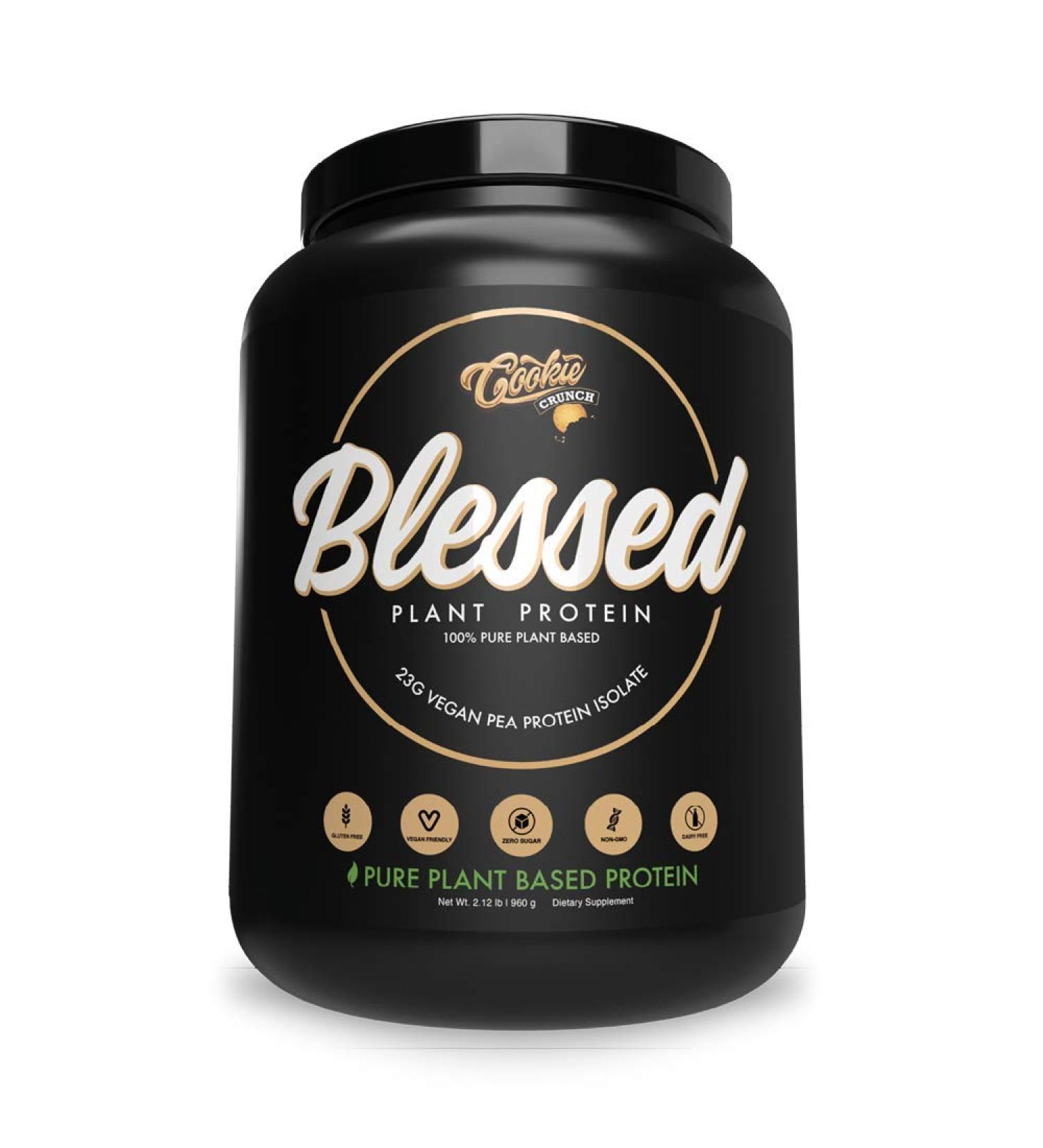 BLESSED Plant Based Protein Powder - 23g Vegan Pea Protein, Gluten & Dairy Free - Cookie Crunch (30 Servings) - Buy Online on GoSupps.com
