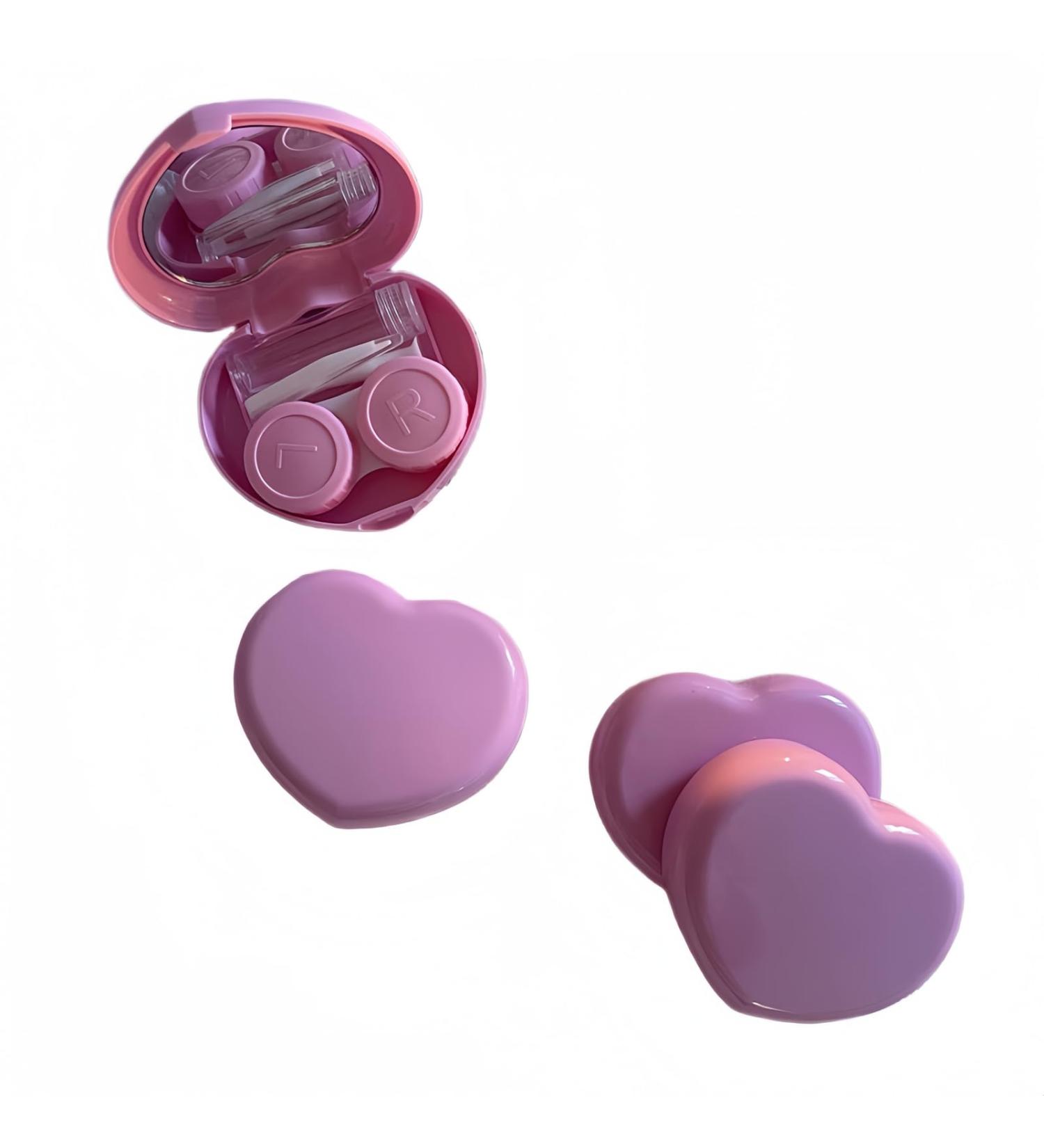 4 Packs Heart Shape Contact Lens Cases - Travel Eye Case Box Holder with Tweezers & Solution Kit (Dark Pink) - Perfect for Daily Outdoor Use - Buy Online on GoSupps.com