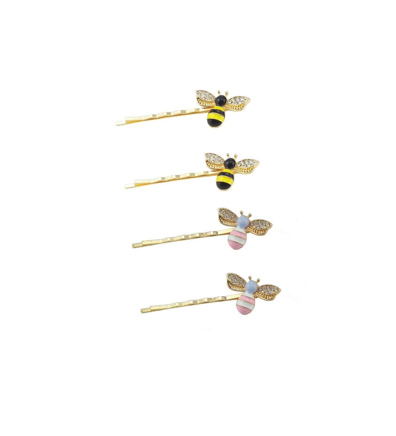 Yueton Pack of 4 Honeybee Metal Hairpins - Crystal Bee Hair Side Clips for Women - Buy Online on GoSupps.com
