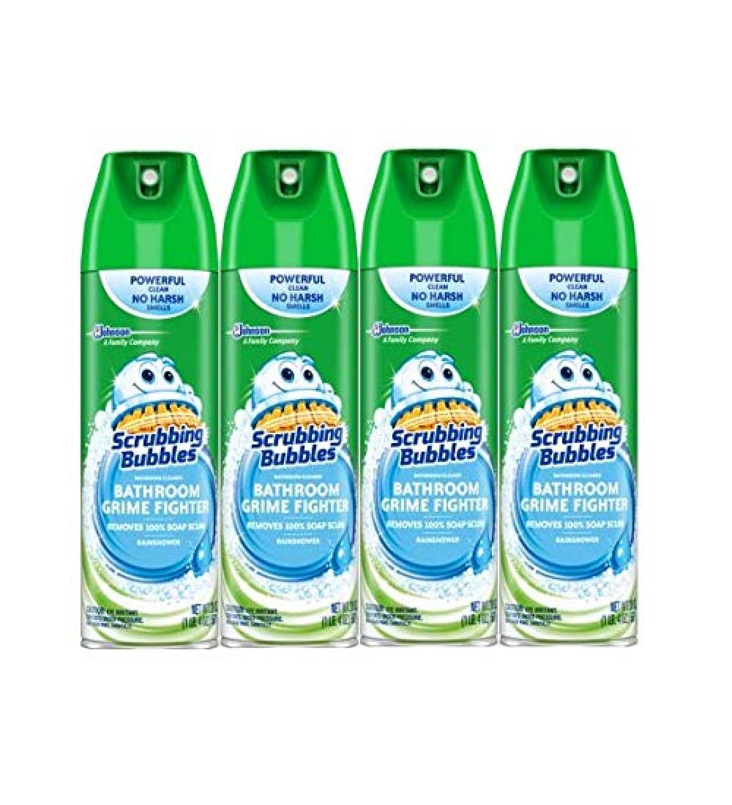 Scrubbing Bubbles Bathroom Grime Fighter Aerosol, Rainshower, 20 Ounces - Pack of 4