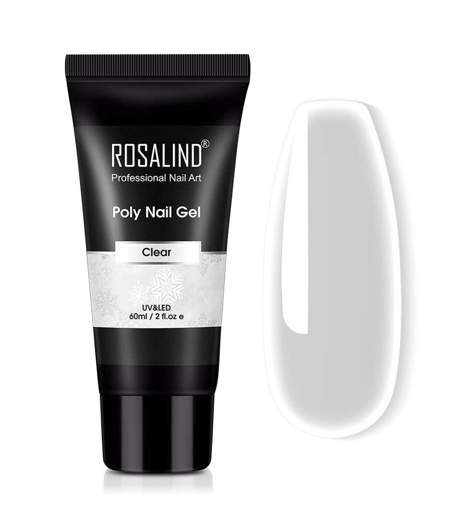 ROSALIND 60ml Clear Poly Nail Gel - Nail Art Acrylic Extension Tube for Women - UV Lamp Required - Buy Online on GoSupps.com