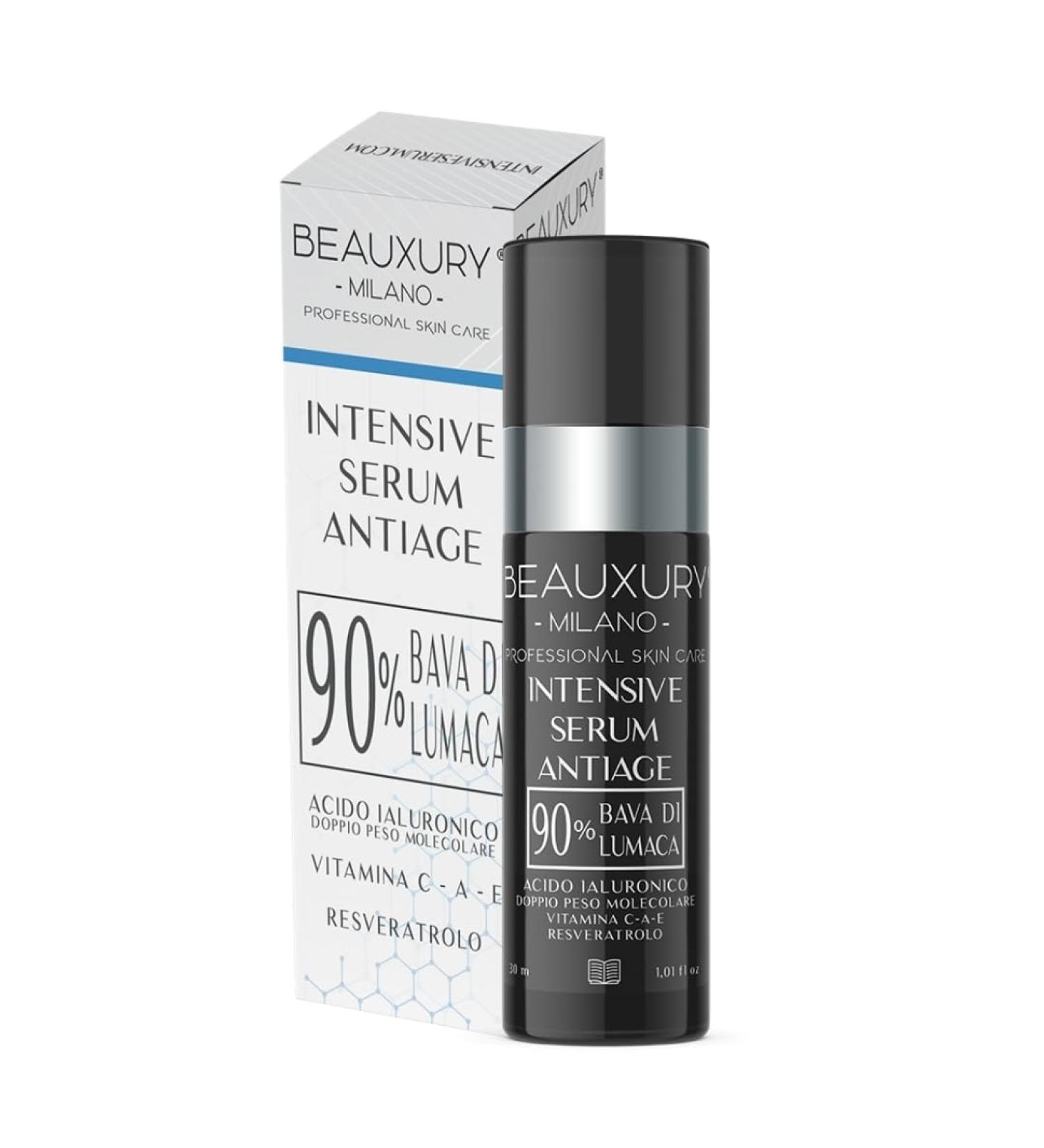 Made In Italy 90% Snail Mucin Anti-Aging Serum | Hyaluronic Acid Resveratrol Vitamin A C E | Moisturizing for Face Dark Circles & Acne - Buy Online on GoSupps.com