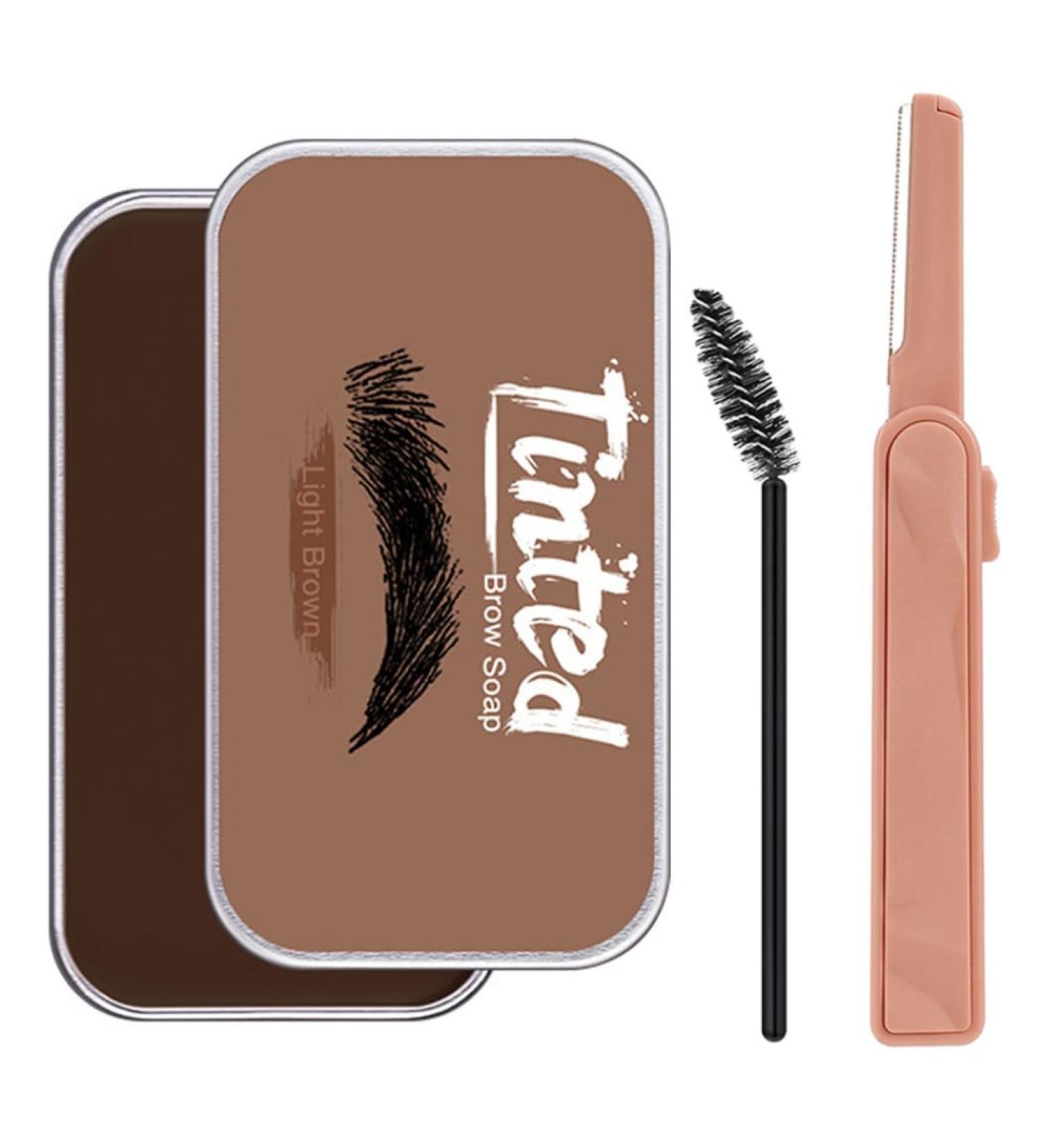 Eyebrow Soap Kit Long Lasting Eyebrow Styling Shaping Wax with Brow Trimmer Brush Brown eyebrow soap kit - Buy Online on GoSupps.com