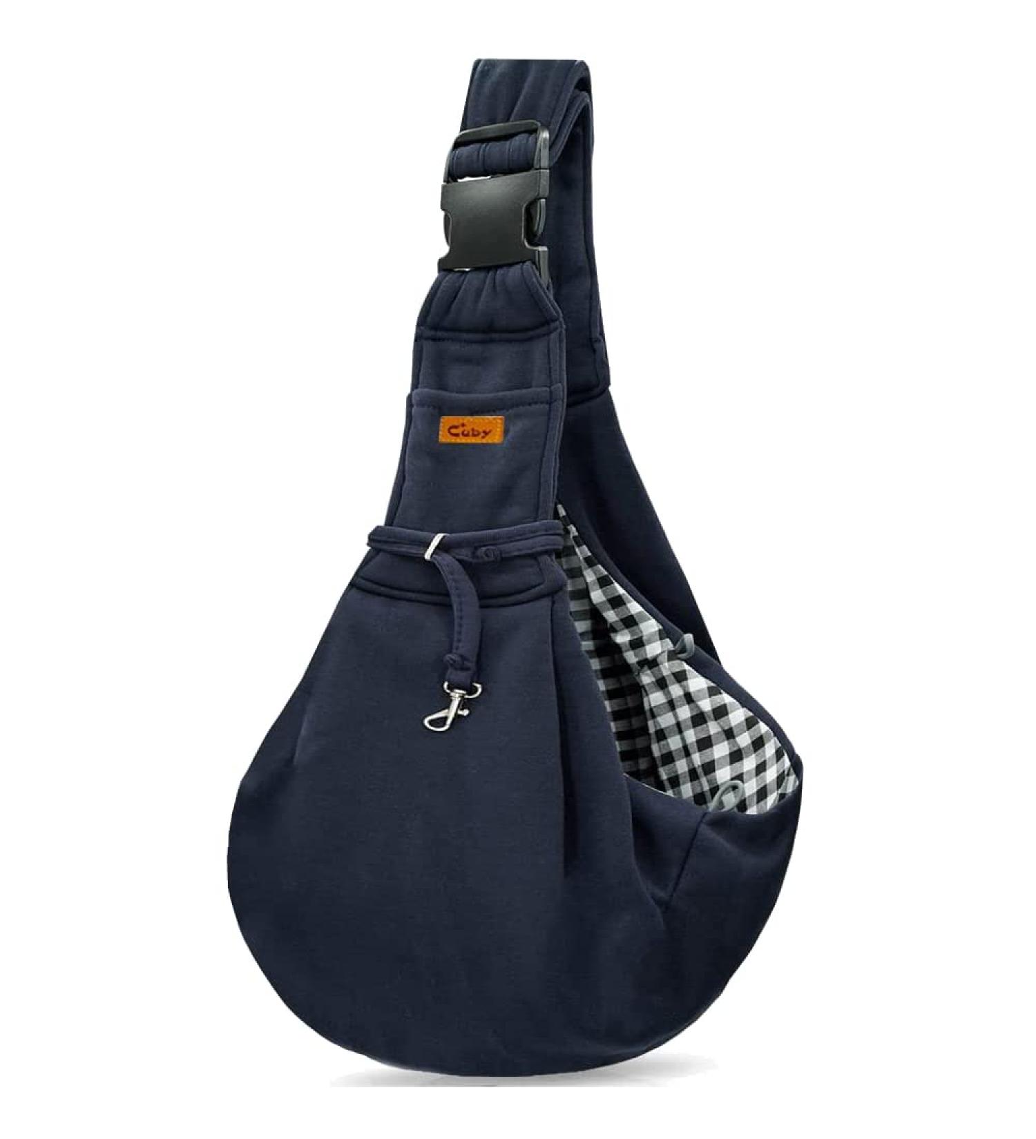 Cuby Adjustable Sling Pet Carrier for Dogs & Cats - Travel Bag with Buckles Dark Blue Single Shoulder Design - Buy Online on GoSupps.com