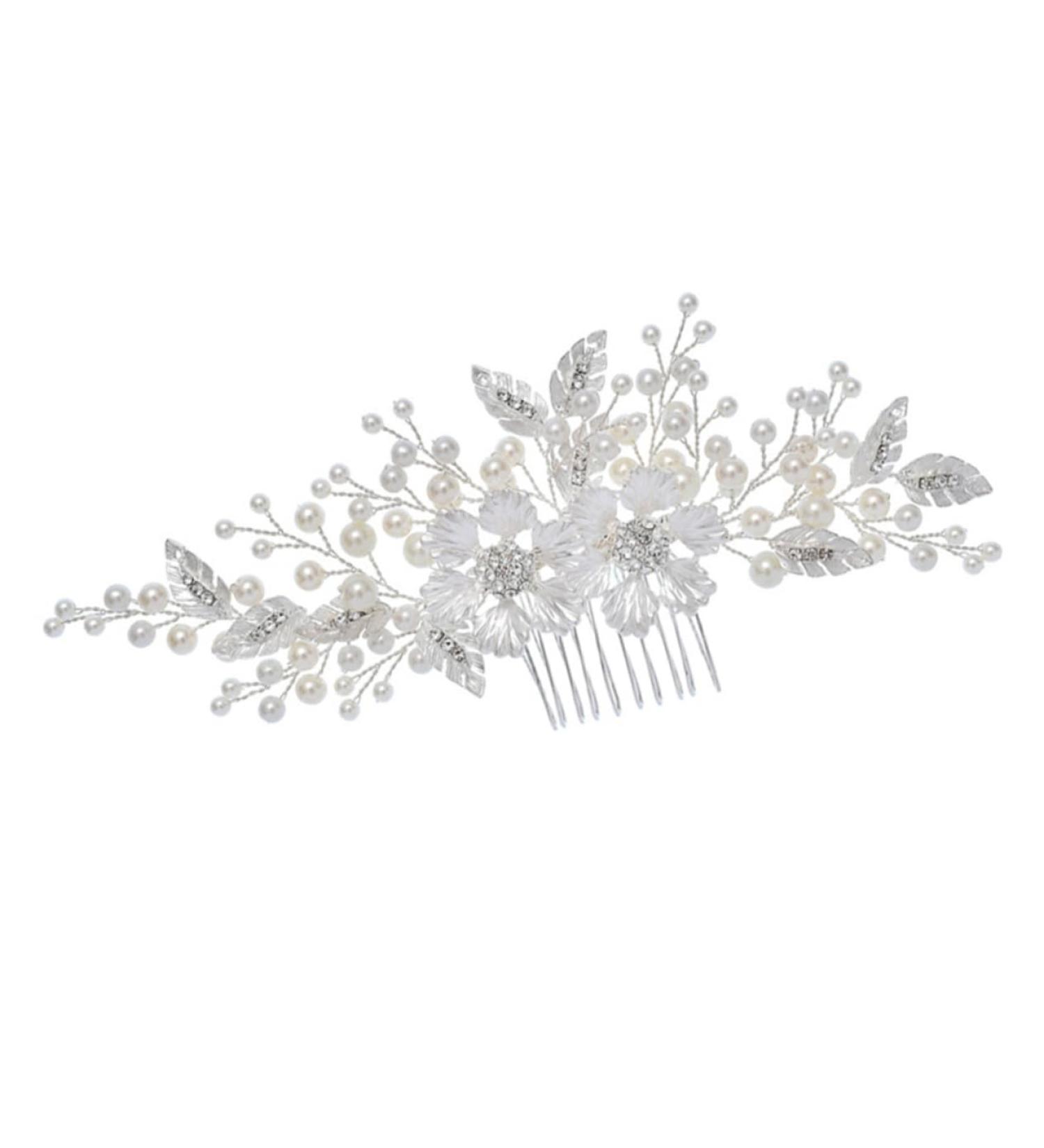 Didiseaon Hair Comb for Bride Hair Flower Combs Flower Hair Comb For Girl Friends Bridal Headwear Easy to Use Hair Comb Rhinestone Comb Pearl Headwear Hair Accessories European and American - Buy Online on GoSupps.com