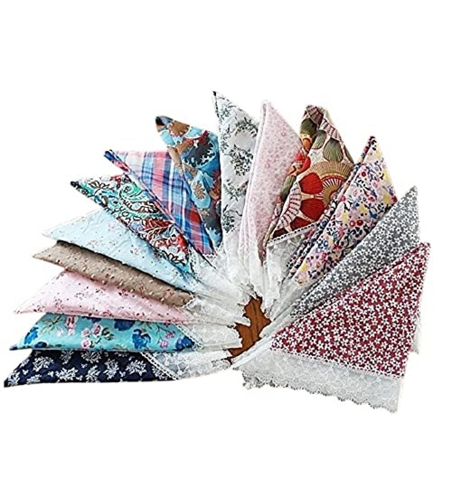 Handmade Adult Bib Scarf 2 Pack - Fashionable Lace Handkerchief Women Scarf, White Mix Blue, 20x20 inch - Buy Online on GoSupps.com