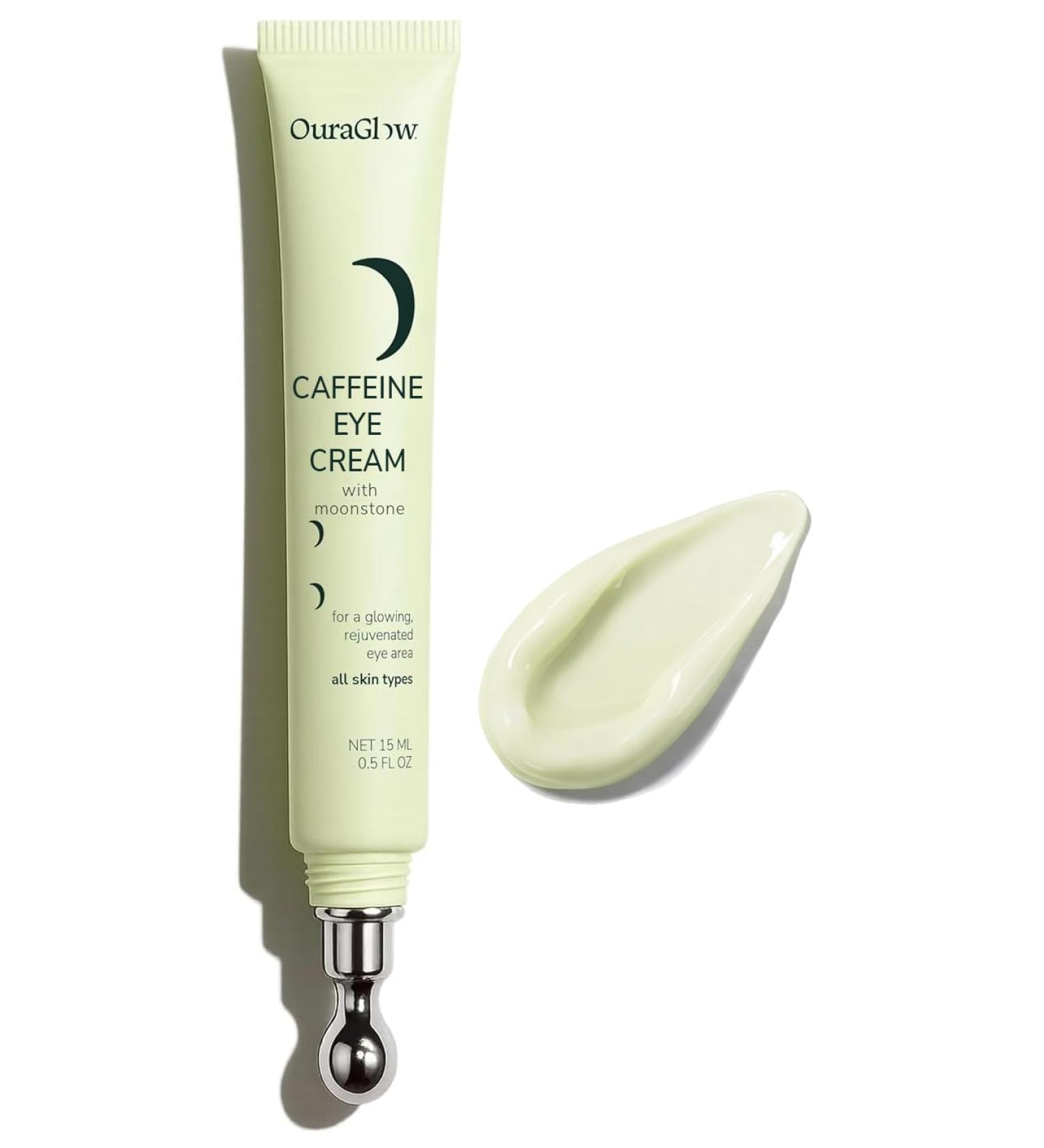 OURAGLOW Caffeine Eye Cream for Dark Circles and Puffiness Moonstone Under Eye Cream with Cooling Tip Retinol Hyaluronic Acid & Peptides for Wrinkles Bags Fine Lines Fragrance-Free - Buy Online on GoSupps.com