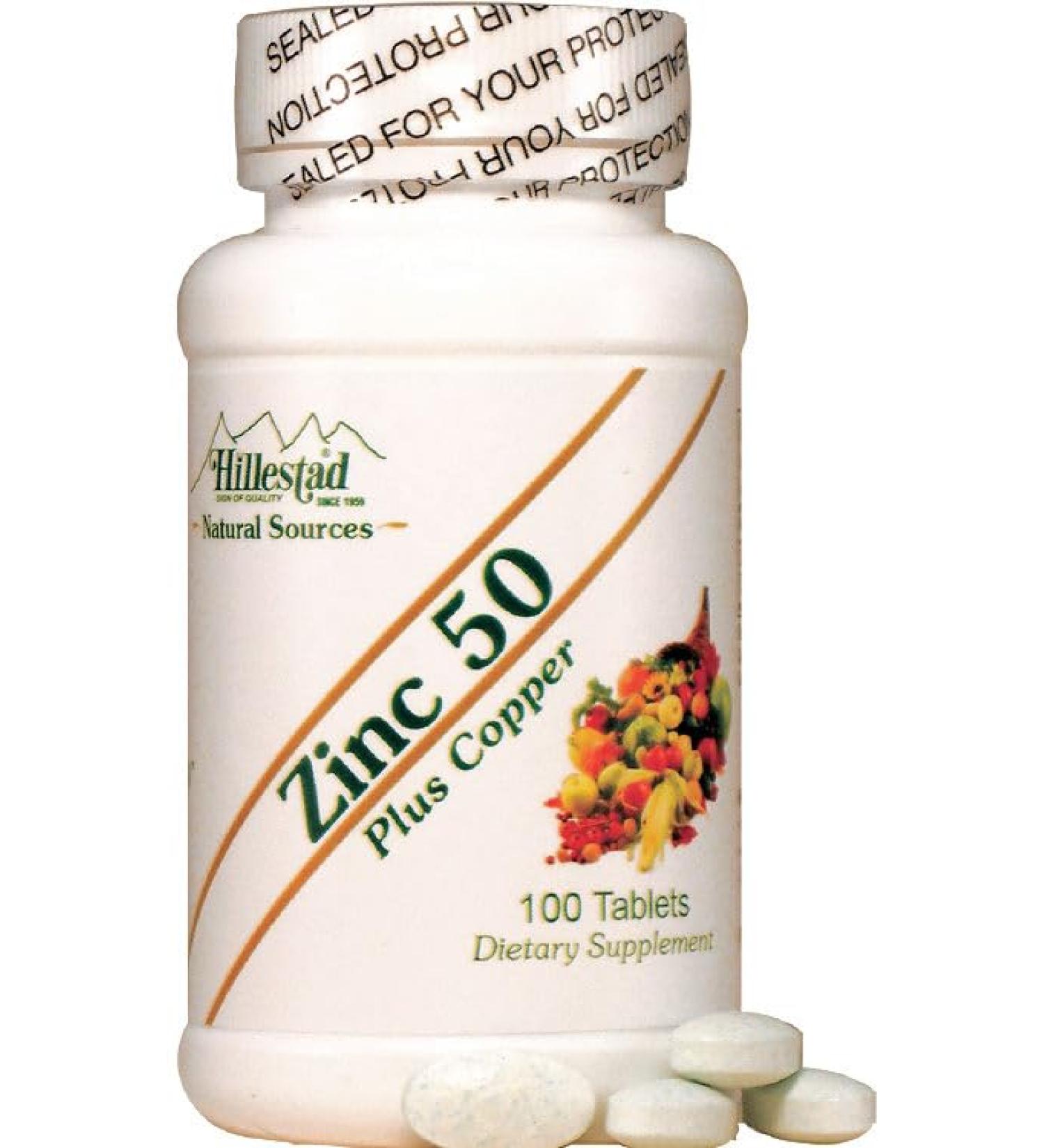 Hillestad Pharmaceuticals - Zinc 50 Plus Copper- 100 Tablets - Buy Online on GoSupps.com