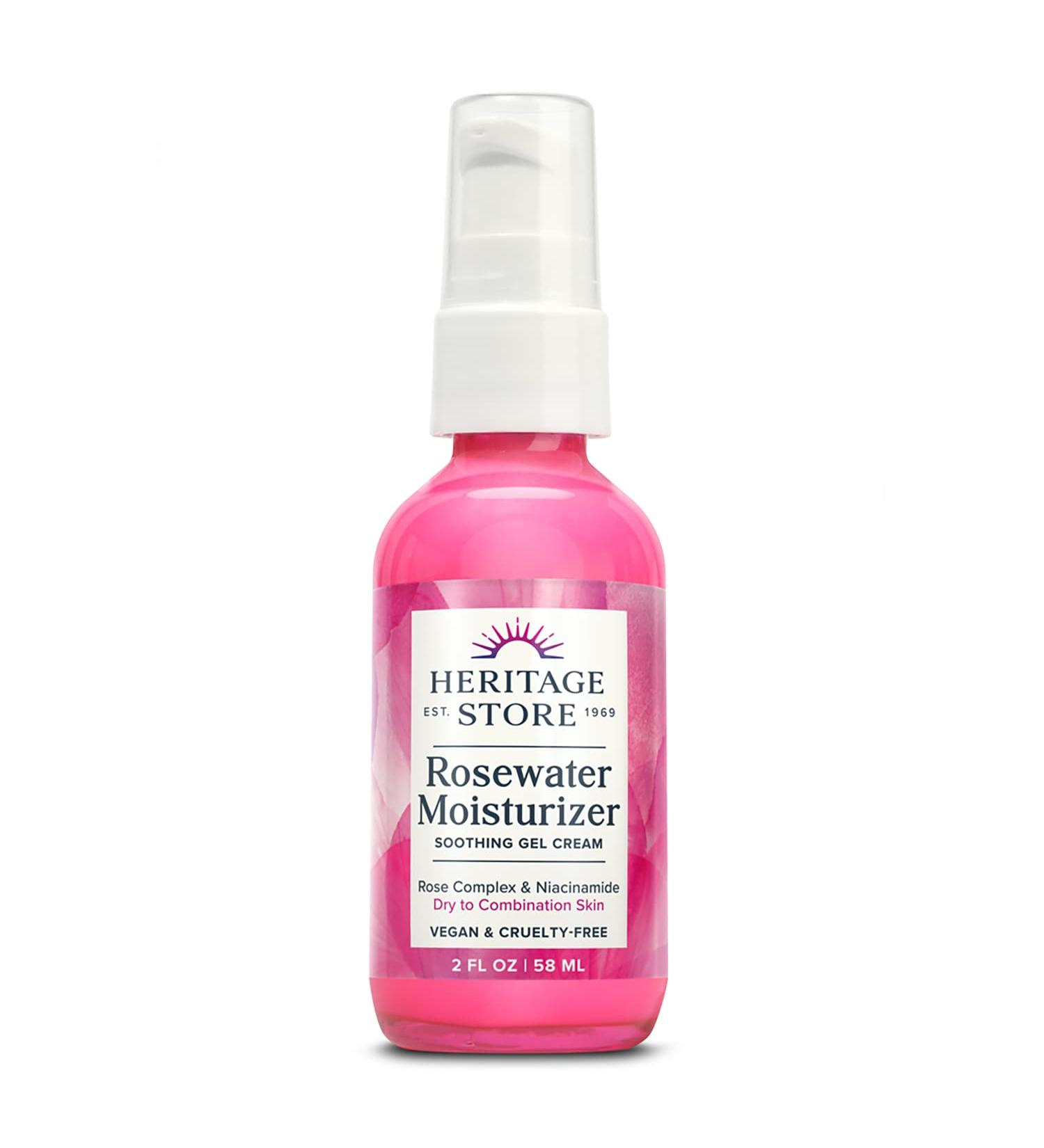 Heritage Store Rosewater Facial Moisturizer - Rose Complex, Niacinamide, Hyaluronic Acid - Vegan, Paraben & Cruelty Free - 2oz - Buy Online on GoSupps.com