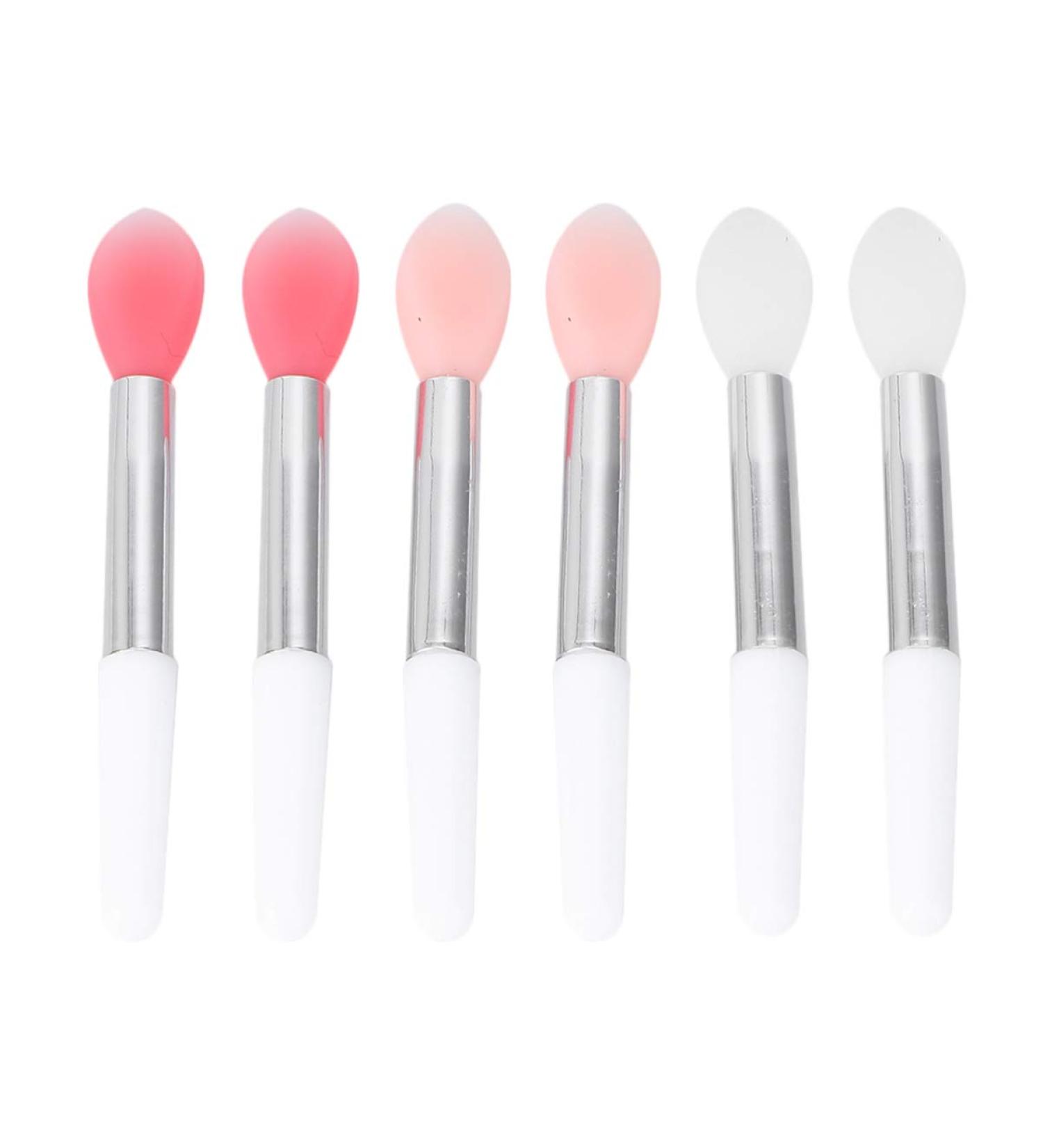 FRCOLOR Silicone Lip Brush 6 Pieces Reusable Single Head Lipstick Applicator Brushes Mini Silicone Lip Balm Brush Lip Balm Oil Applicator Professional Makeup Brush Tool (Pink White) - Buy Online on GoSupps.com