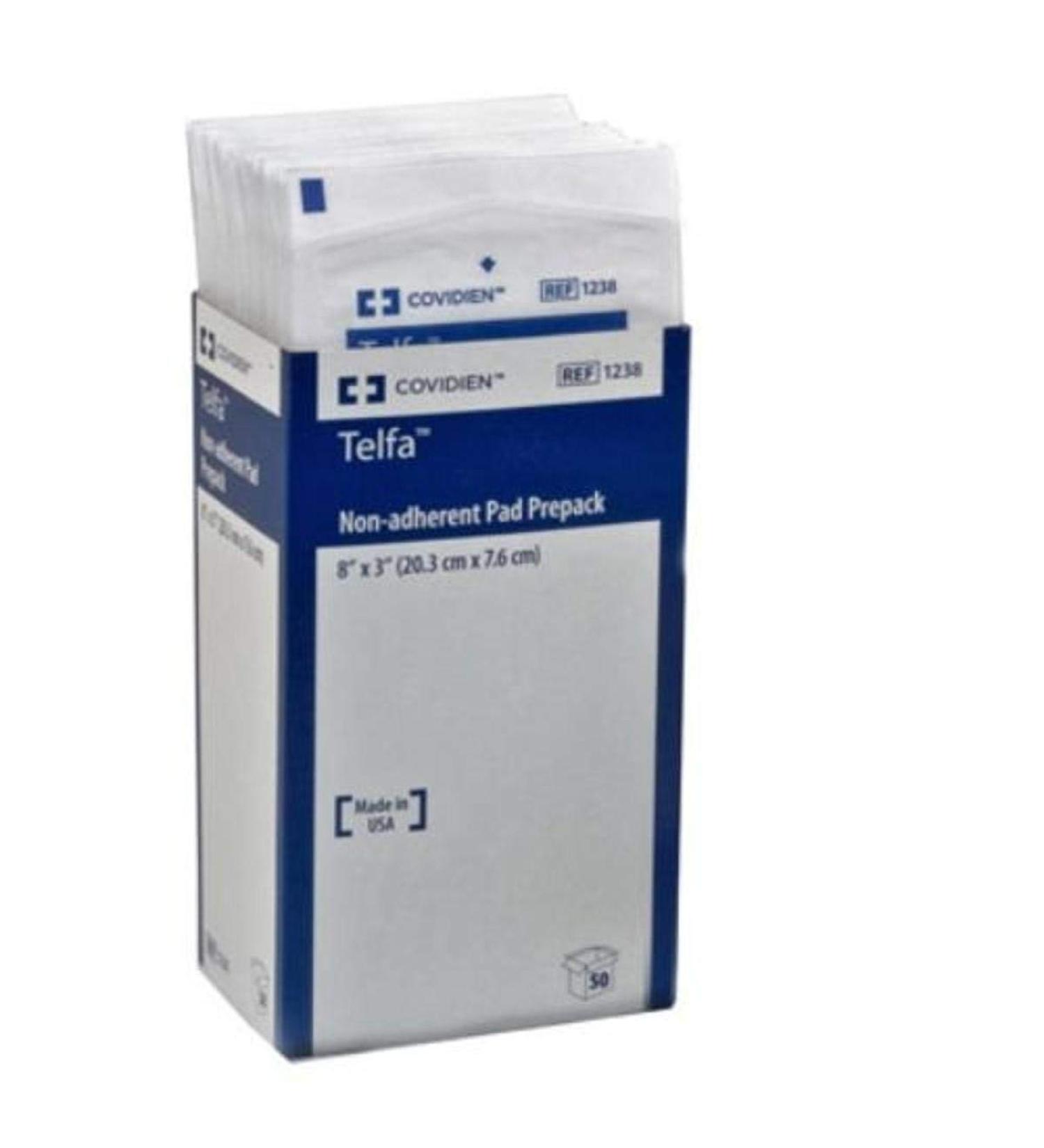 Covidien 1238 Telfa Non-Adherent Pad Prepack, 8" x 3" (Box of 50)