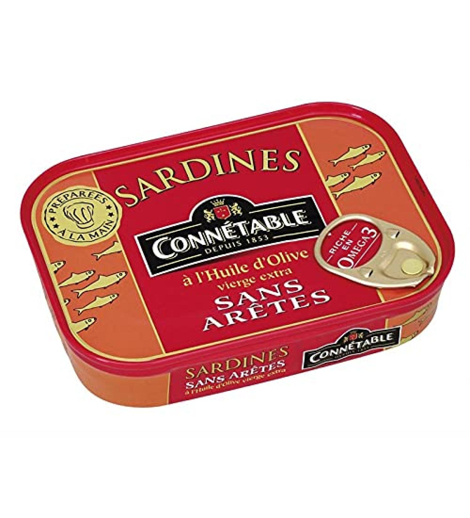CONNETABLE - Sardines in Extra Virgin Olive Oil Boneless 115G - Pack of 4 - Buy Online on GoSupps.com