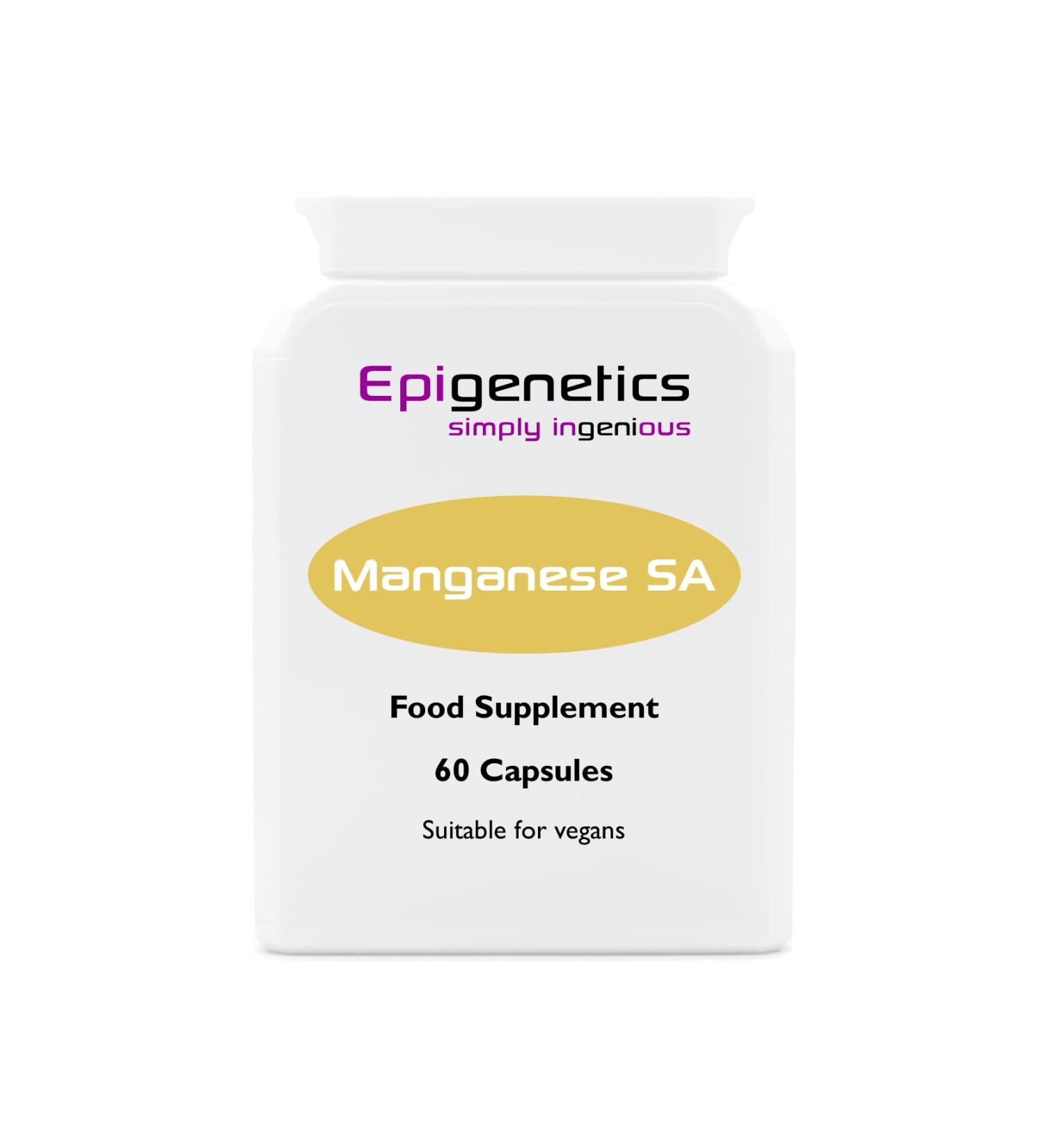 Manganese SA | 5mg Manganese Citrate + Natural Succinic Acid Antioxidant | 60 Vegan Friendly Capsules UK Made | 1 Capsule Daily (2 Month Supply)