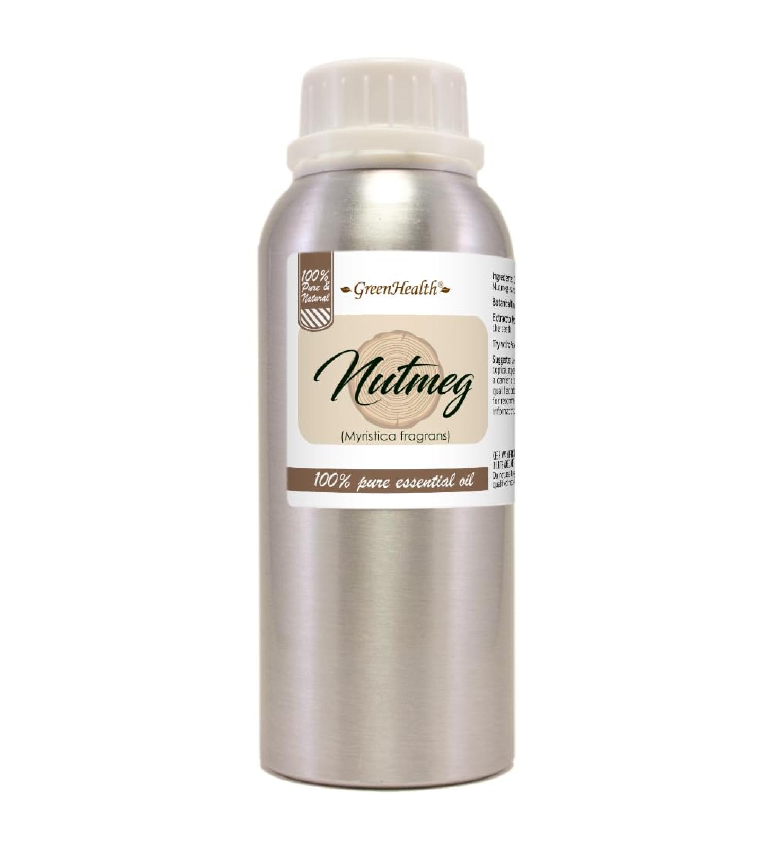 Nutmeg Essential Oil 8 fl oz (237 ml) Aluminum Bottle w/Plug Cap 100% Pure Essential Oil GreenHealth - Buy Online on GoSupps.com