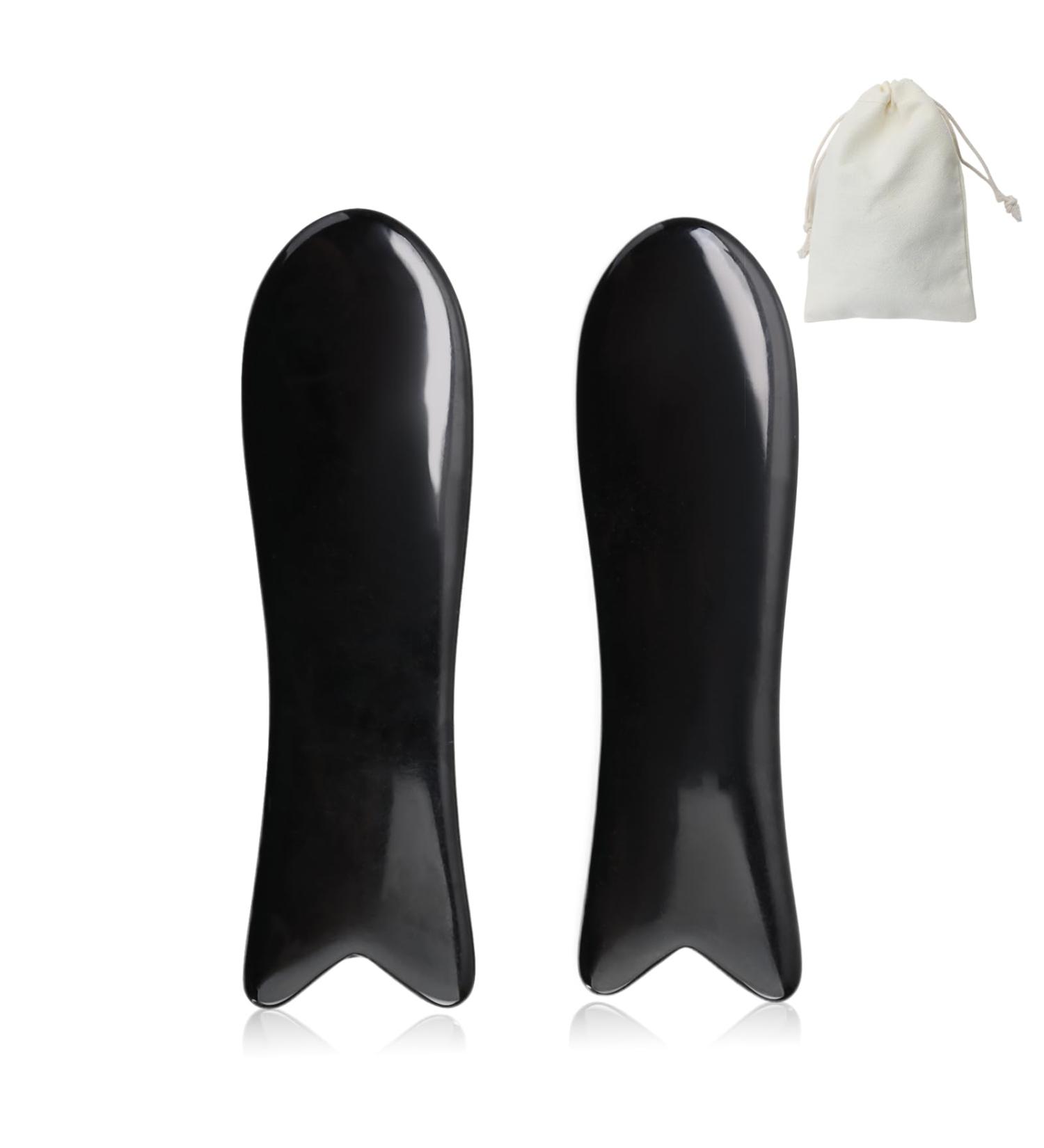 Premium Horn Gua Sha Set - Fish Shape Buffalo Horn Scrapers for Relaxing Whole Body Care (2 Pieces) - Buy Online on GoSupps.com