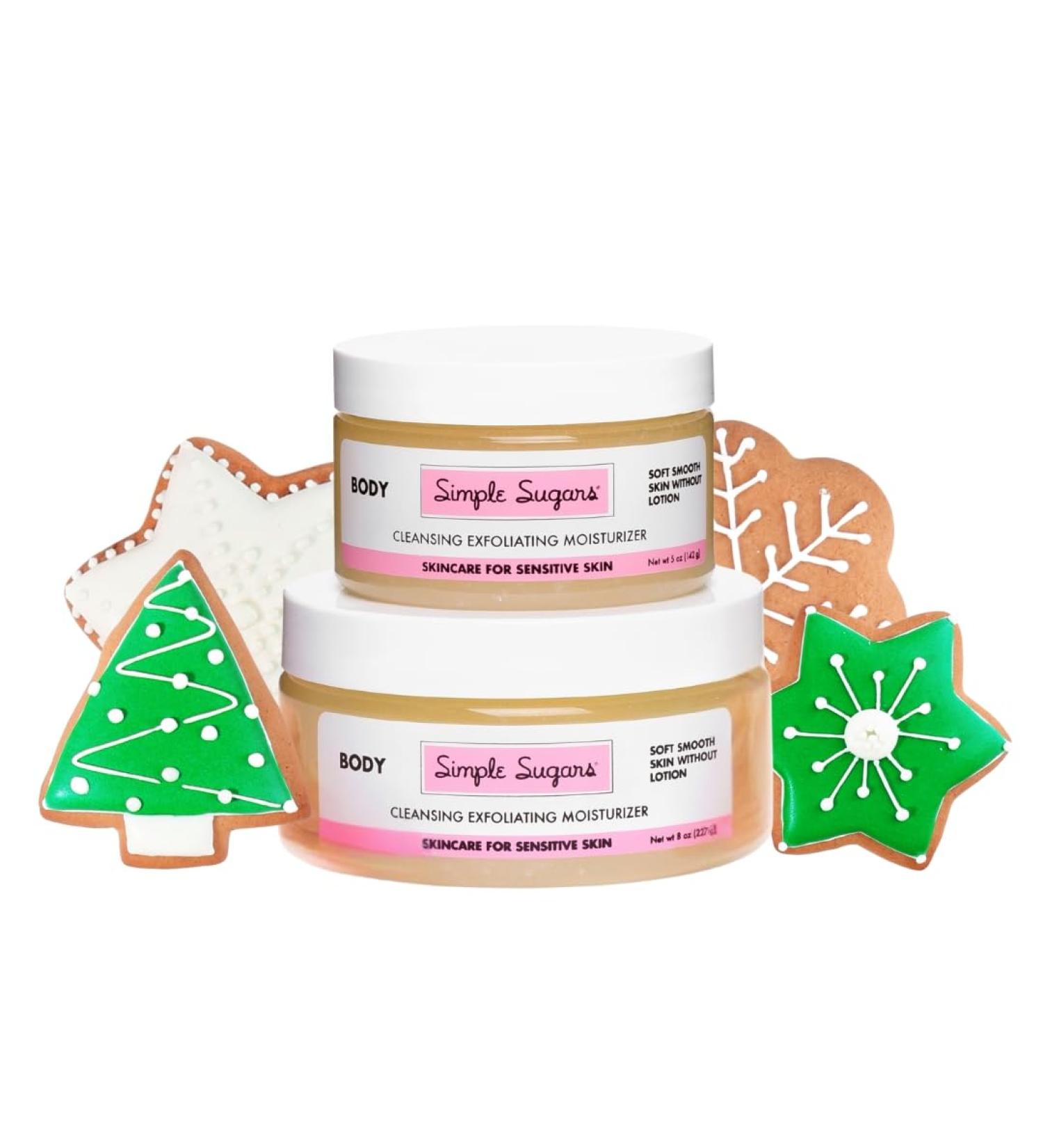 Simple Sugars 8oz Sugar Cookie Body Cleansing Exfoliating Moisturizer Formulated for Sensitive Skin Eczema Dry Skin Psoriasis Keratosis Pilaris