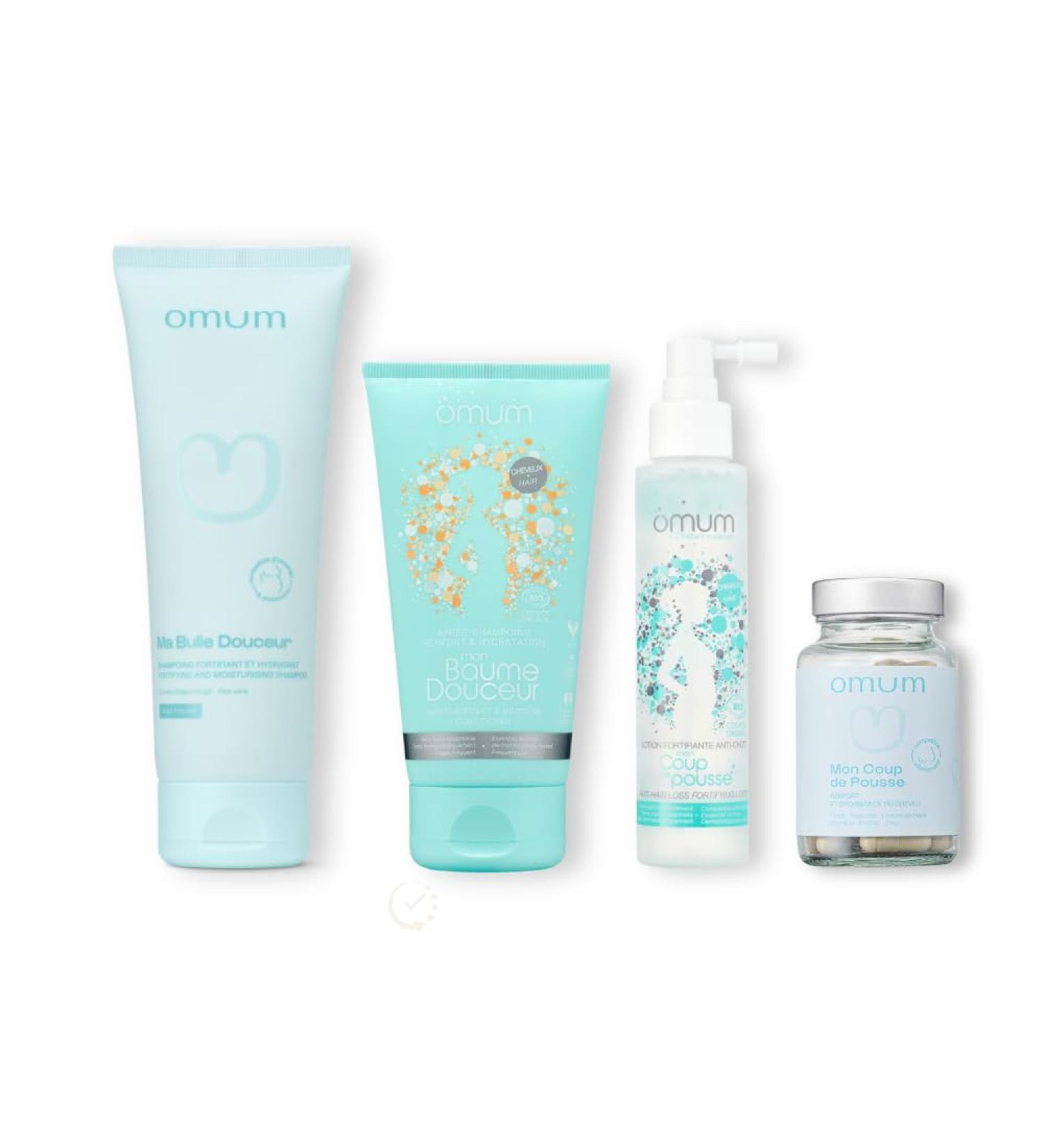 OMUM - Mon Rituel Capillaire Naturel - Coffret soins cheveux renfort & anti-chute - Soins + Compl ment alimentaire - Fortifie et accel re la pousse - Vegan & Naturel - Buy Online on GoSupps.com