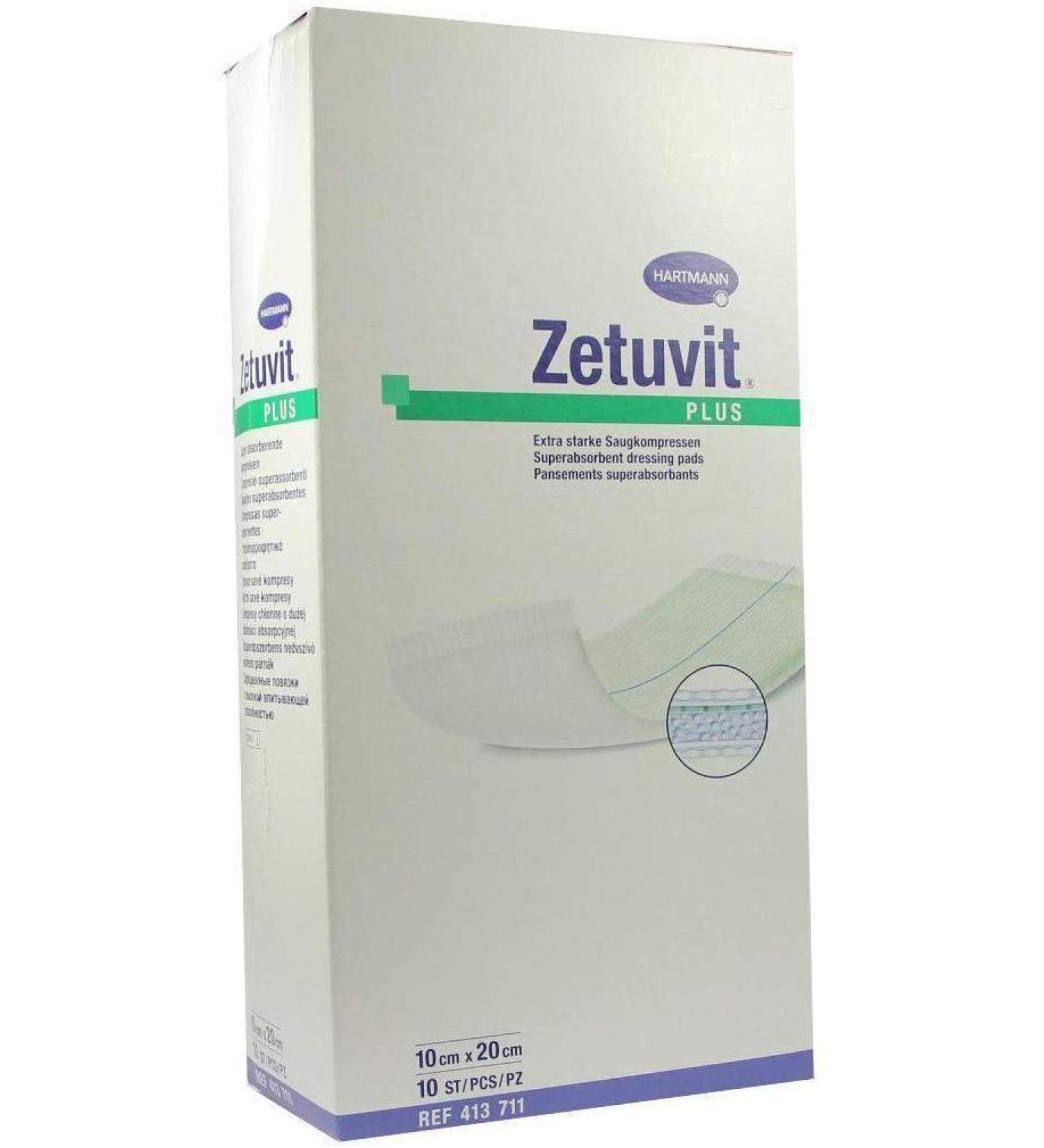 ZETUVIT Plus extra strong absorbent pad 10x20 cm 10 pcs