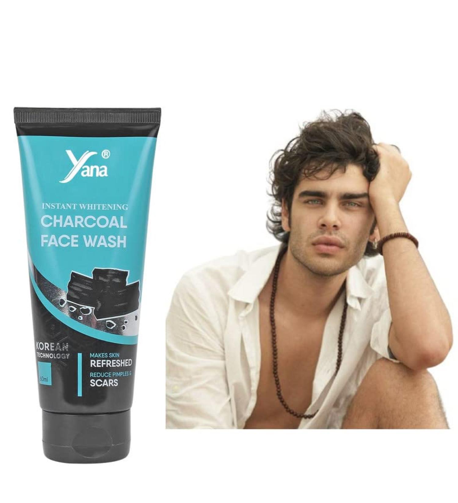 Yana Cosmetics Yana Activated Instant Charcoal Face Wash Cleanser deep Cleansing Acne Oil & Pollution Control Face Wash For Men - Buy Online on GoSupps.com