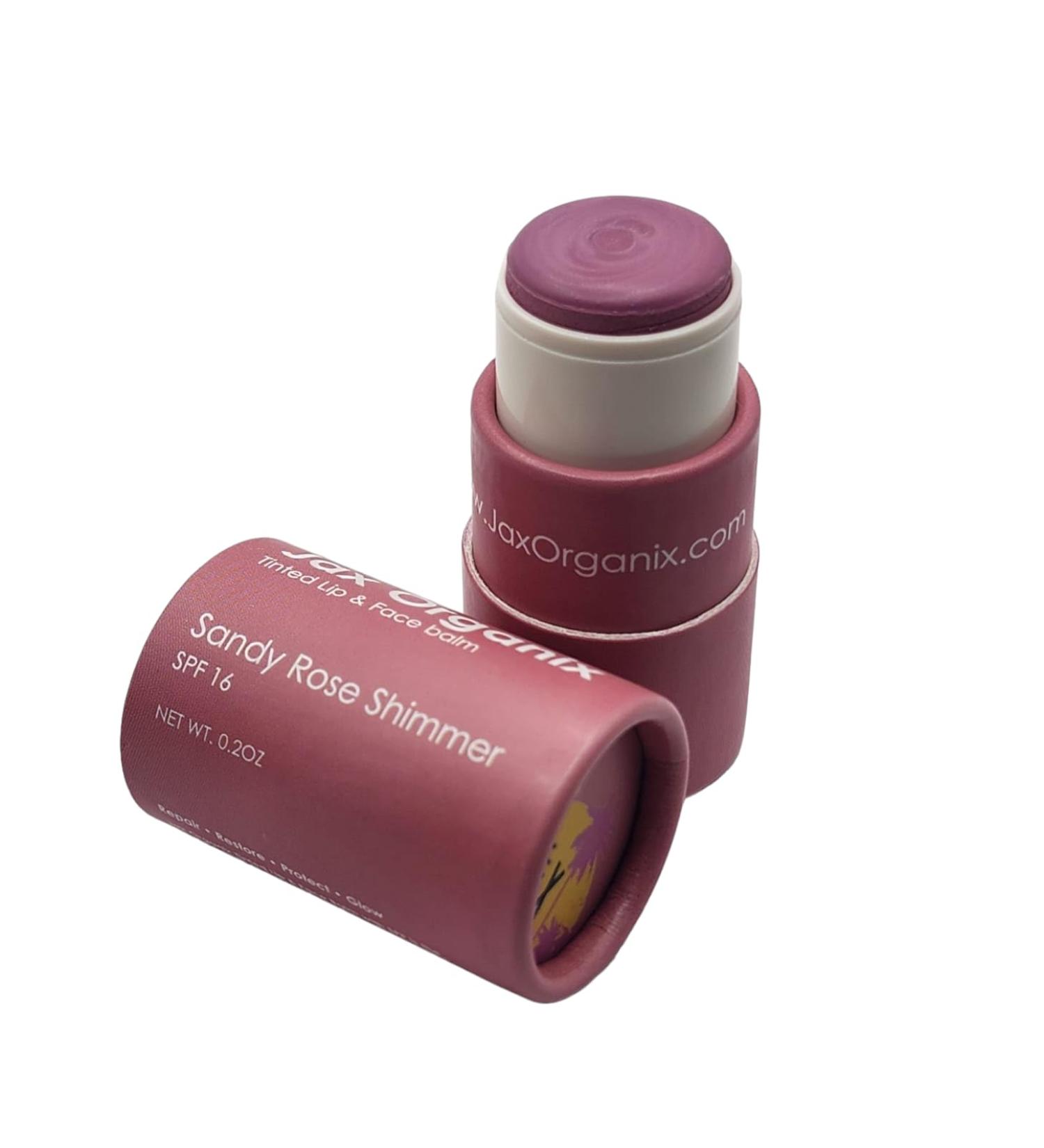 Jax Organix Tinted Lip and Face Balm SPF 16 - Sandy Rose Shimmer | Shop Internationally - Buy Online on GoSupps.com