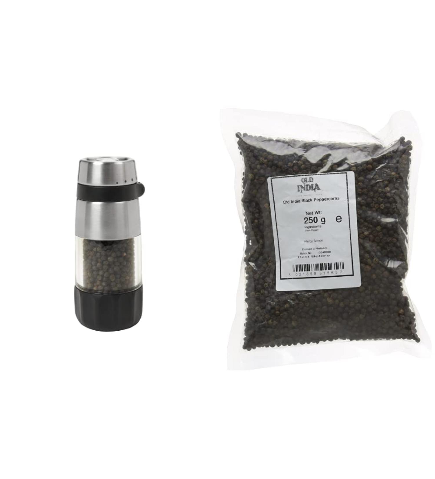 OXO Good Grips Accent Mess-Free Pepper Grinder & Old India Black Peppercorns 250 g - Buy Online on GoSupps.com