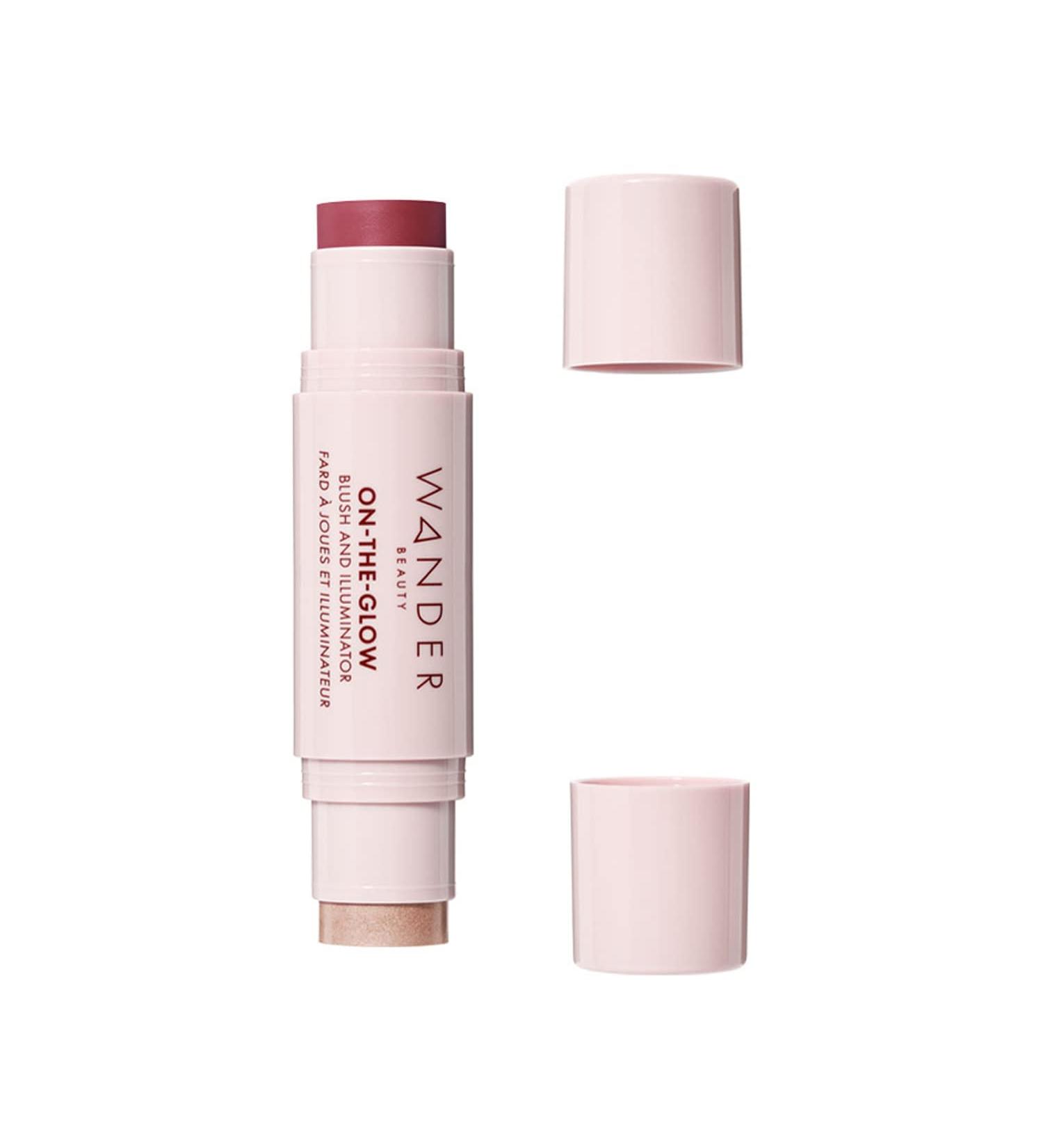 Wander Beauty On-the-Glow Blush and Illuminator - Strawberry Fields/Nude Glow - 7-in-1 Hydrating Stick Blush & Highlighter for Cheeks, Lips, Face & Body - Buy Online on GoSupps.com