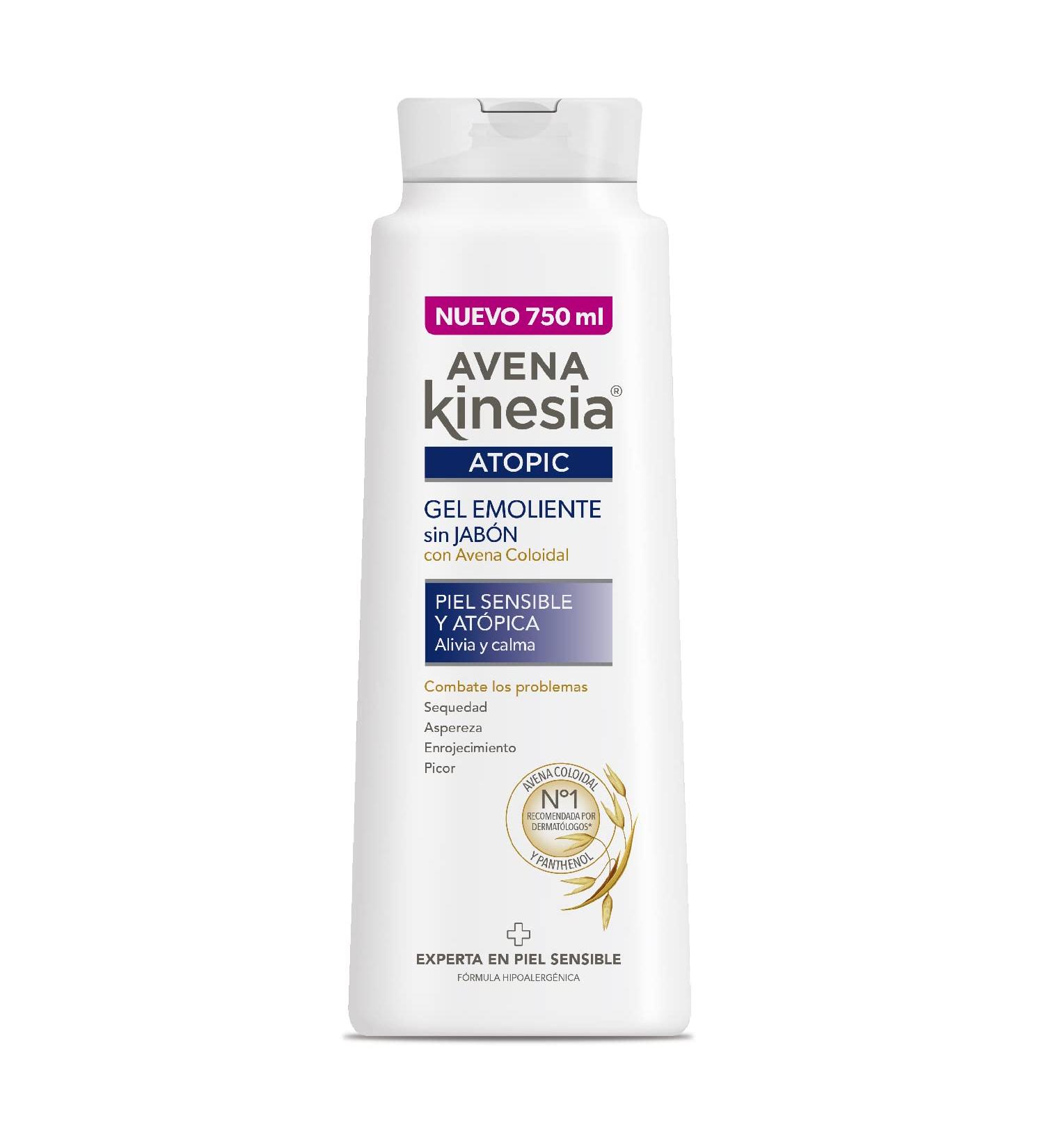 Avena Kinesia Alcohol Free Emollient Bath Gel for Sensitive and Atopic Skin - 100% Natural Oatmeal Hypoallergenic Formula - 750ml Bottle - Buy Online on GoSupps.com