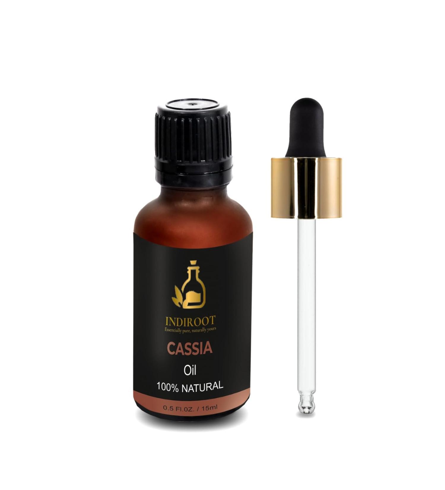 Cassia Essential Oil 100% Natural Amber Glass Bottle with Dropper (0.5 fl Oz/ 15ml Cassia) Cinnamon-like 1 Fl Oz (Pack of 1)