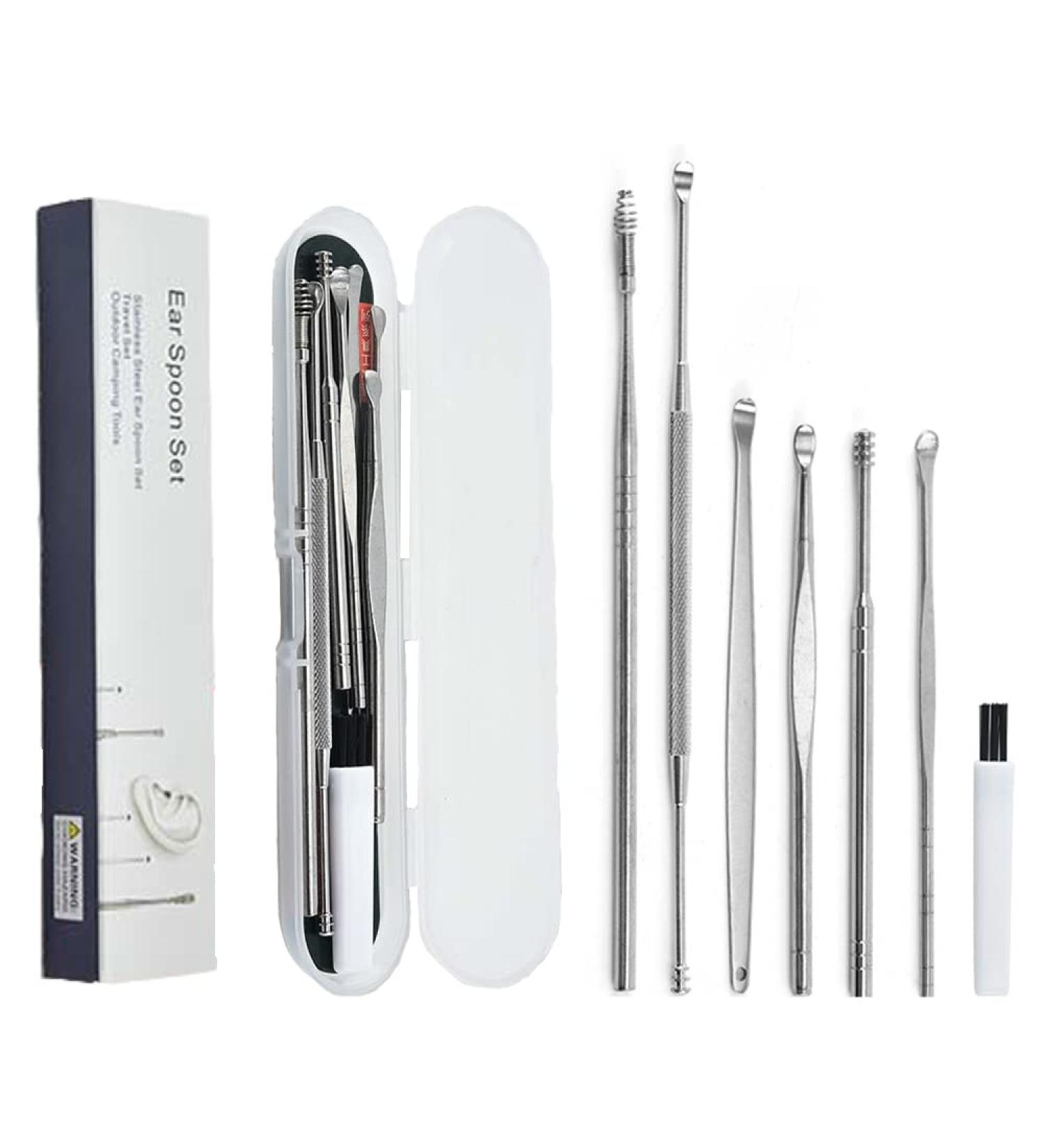 Stainless Steel Ear Wax Removal Kit - 7 Piece Set with Storage Box | Ear Pick & Earwax Removal Tool Set for Children & Adults - Buy Online on GoSupps.com