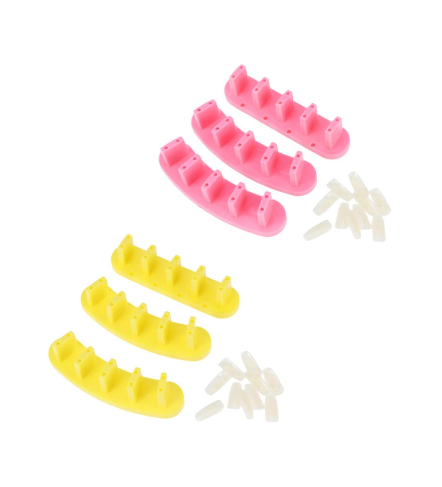 FRCOLOR 2 Boxes Nail Practice Stand Acrylic Nail Art Holder Nail Tip Holder Acrylic Nail Display Stand Training Fingernail Stand Nail Practice Rack Manicure Plastic Nail Frame 12X3cm Assorted Color - Buy Online on GoSupps.com