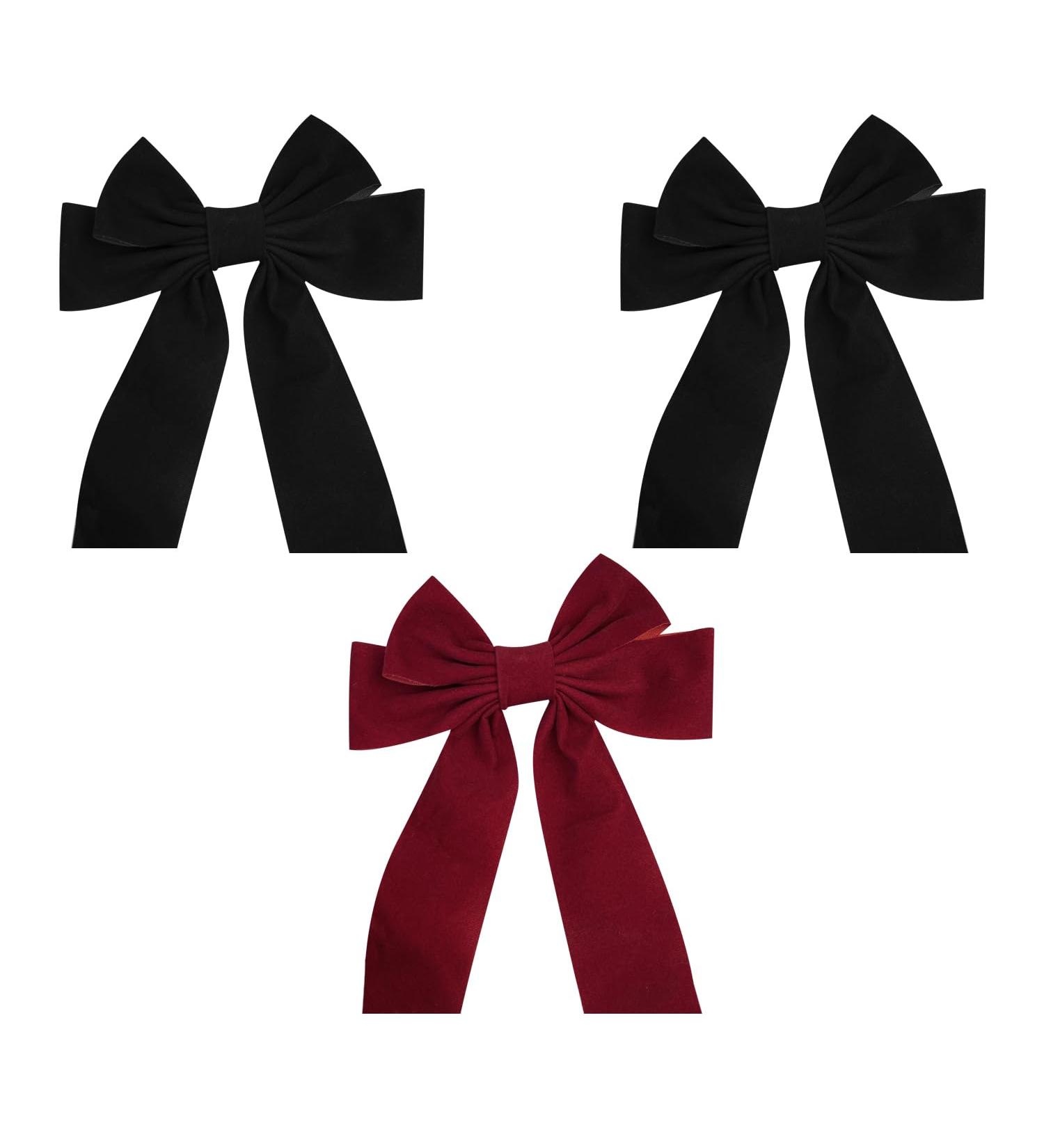 3 Pieces Bow Hair Clips Cute Hair Clip Accessories Gothic Hair Accessories Velvet Bows Hair Bows For Women - Buy Online on GoSupps.com