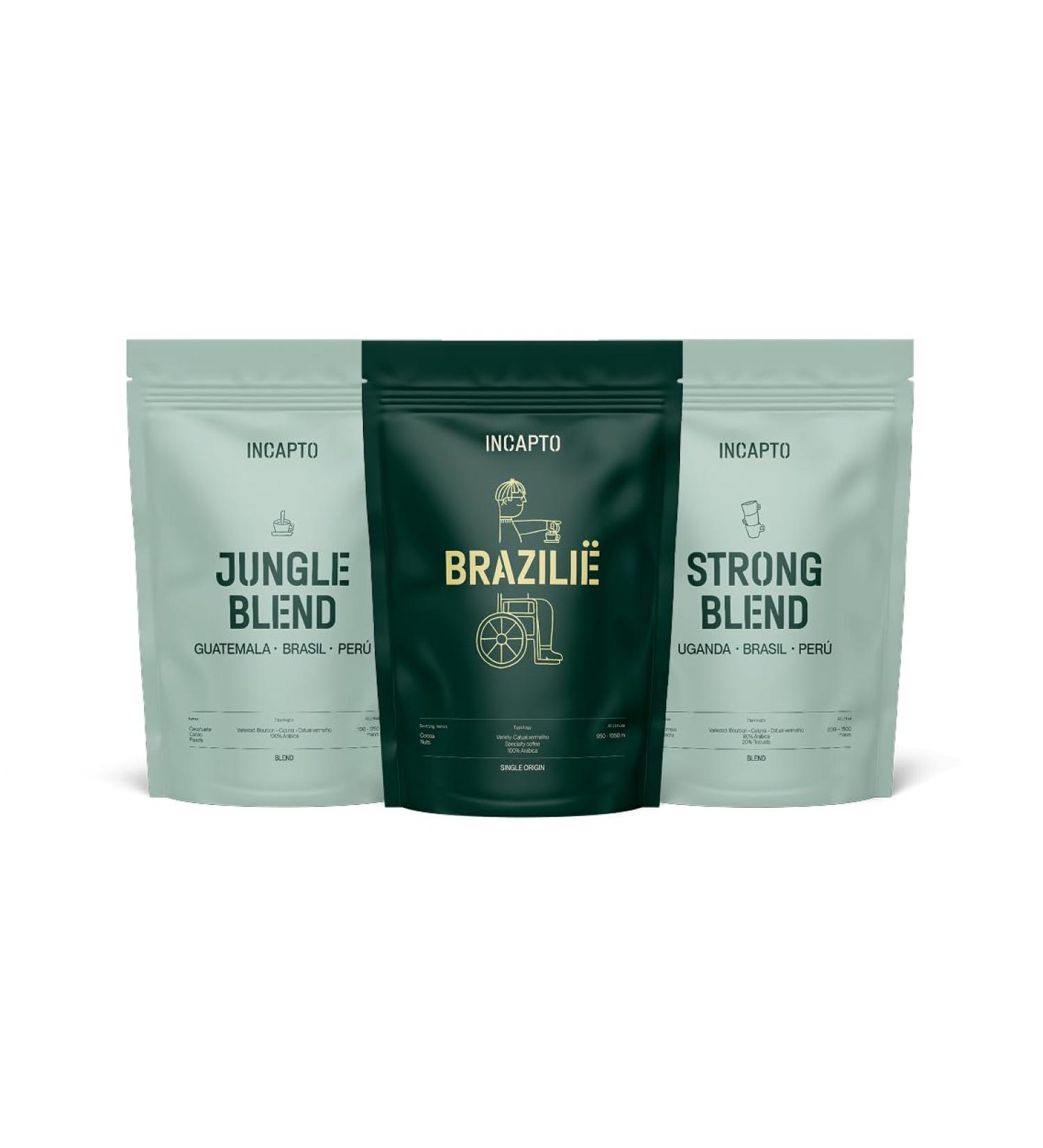 Incapto Introductory Package for Specialty Coffee Beans Jungle Blend Brazilian Coffee and Strong Blend High Branding and Intense Aroma 3 Packages of 500g - Buy Online on GoSupps.com