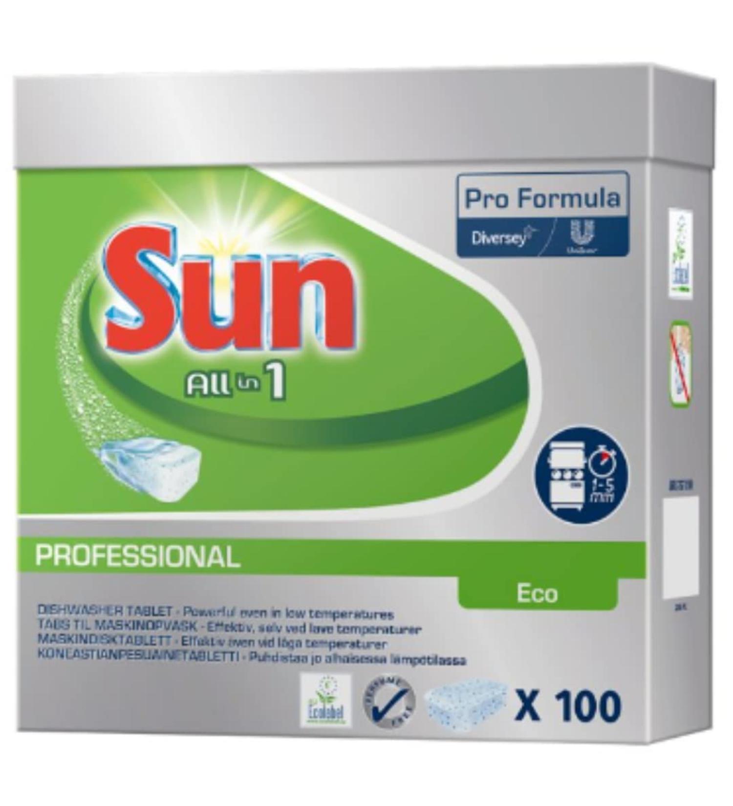 Sun All in 1 Eco Professional Dishwasher Tablet 100 x 18g (1.8kg) x 5 Eco Dishwasher Tablet 5