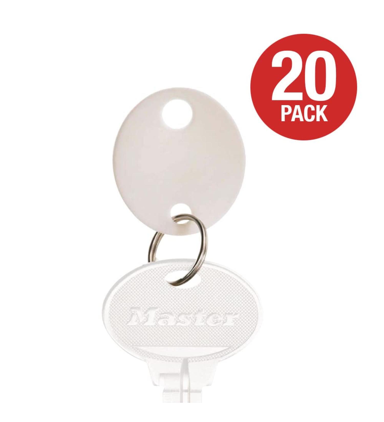 Master Lock 7116D Plastic Key Tags, 20 Per Bag , White